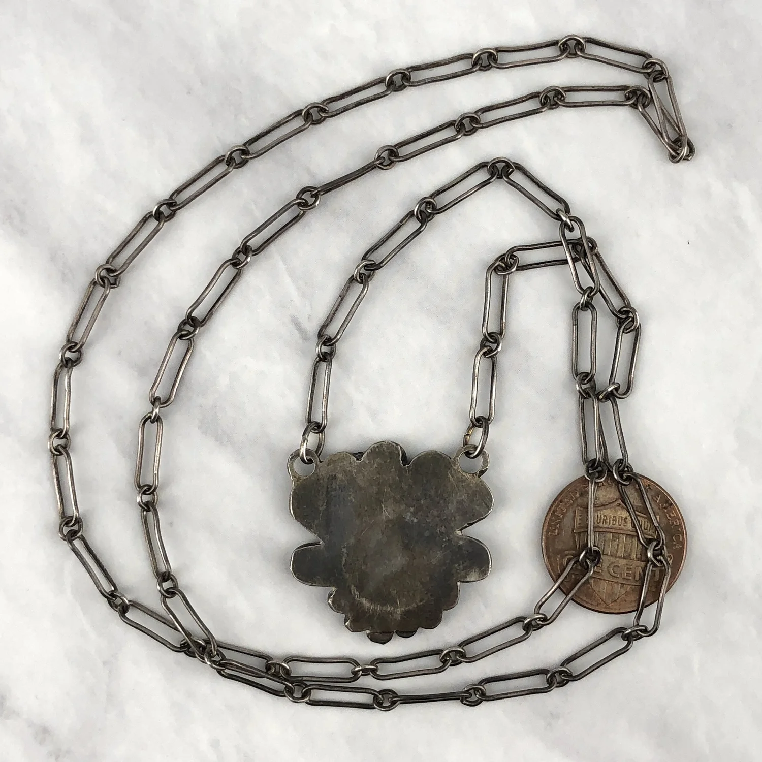 Vintage Fred Harvey Era Zuni Multi Stone Inlay Sun Face Necklace