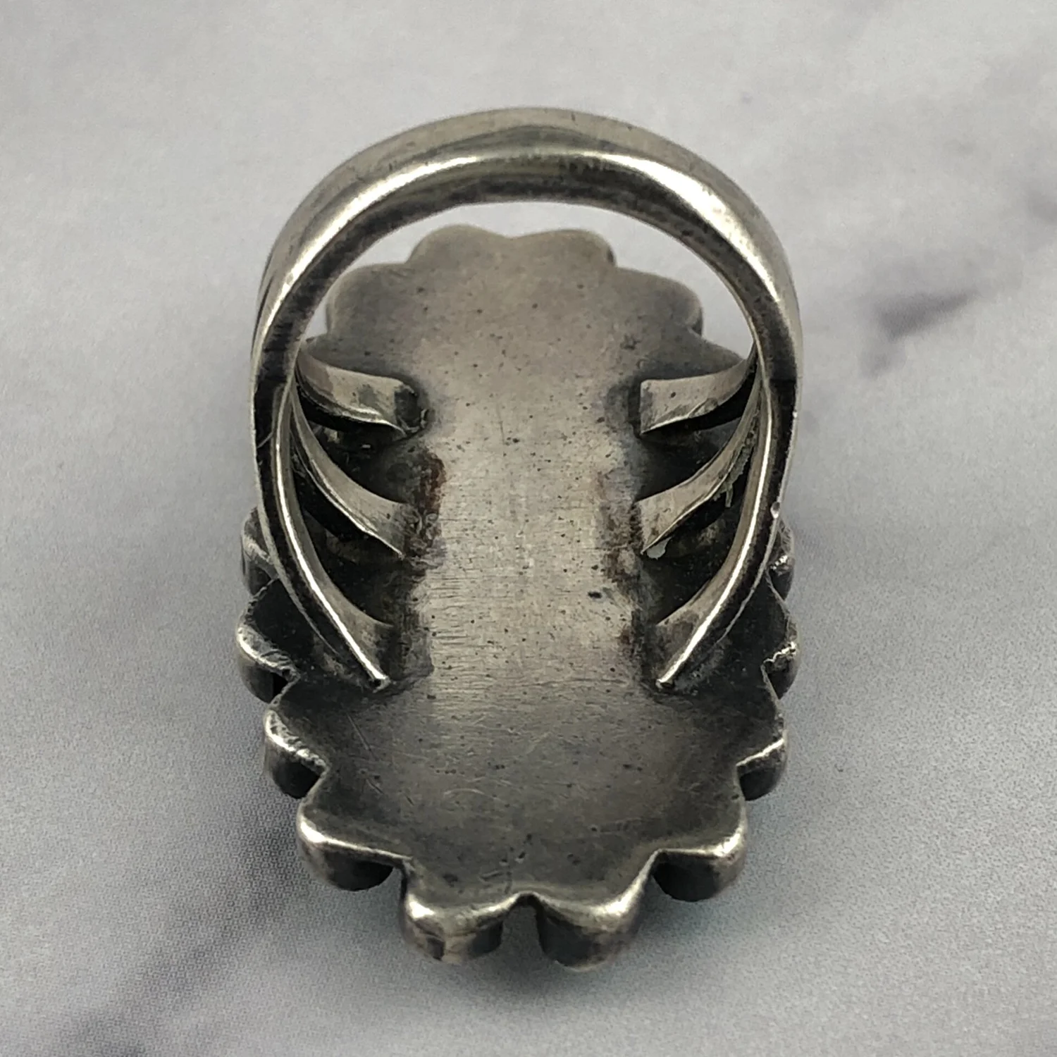 Fred Harvey Era Zuni Oval & Snake Eye Turquoise Ring — Worn