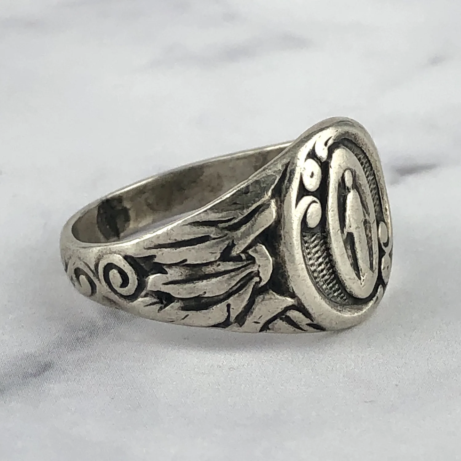 Vintage Miraculous Virgin Mary Silver Ring — Worn-Over-Time