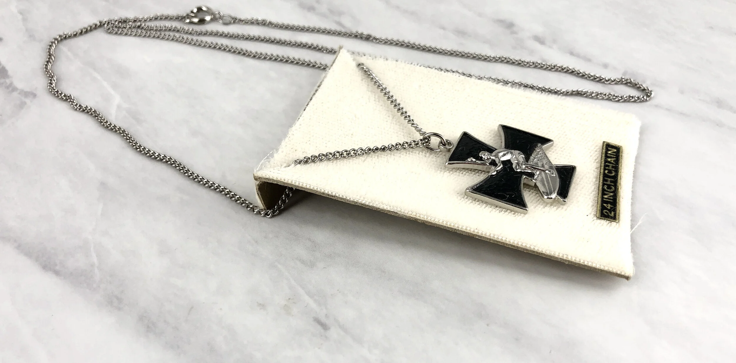 Vintage N.O.S. Surfer Cross Necklace Original Box