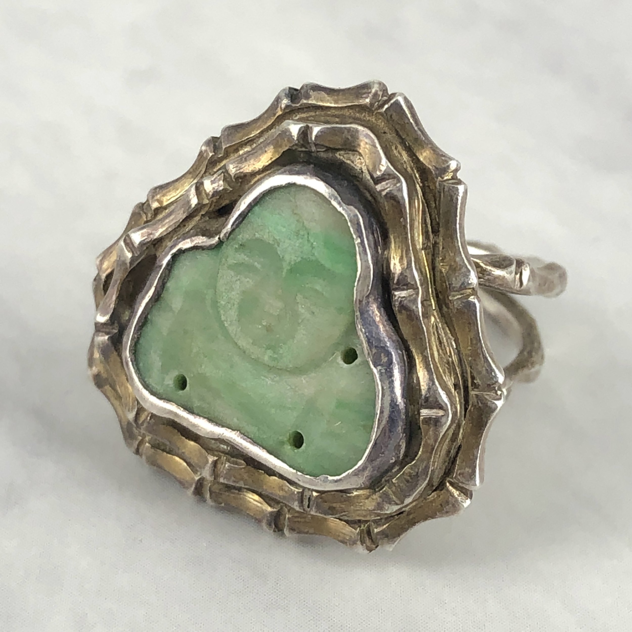 Vintage Sterling Jade Ring 10