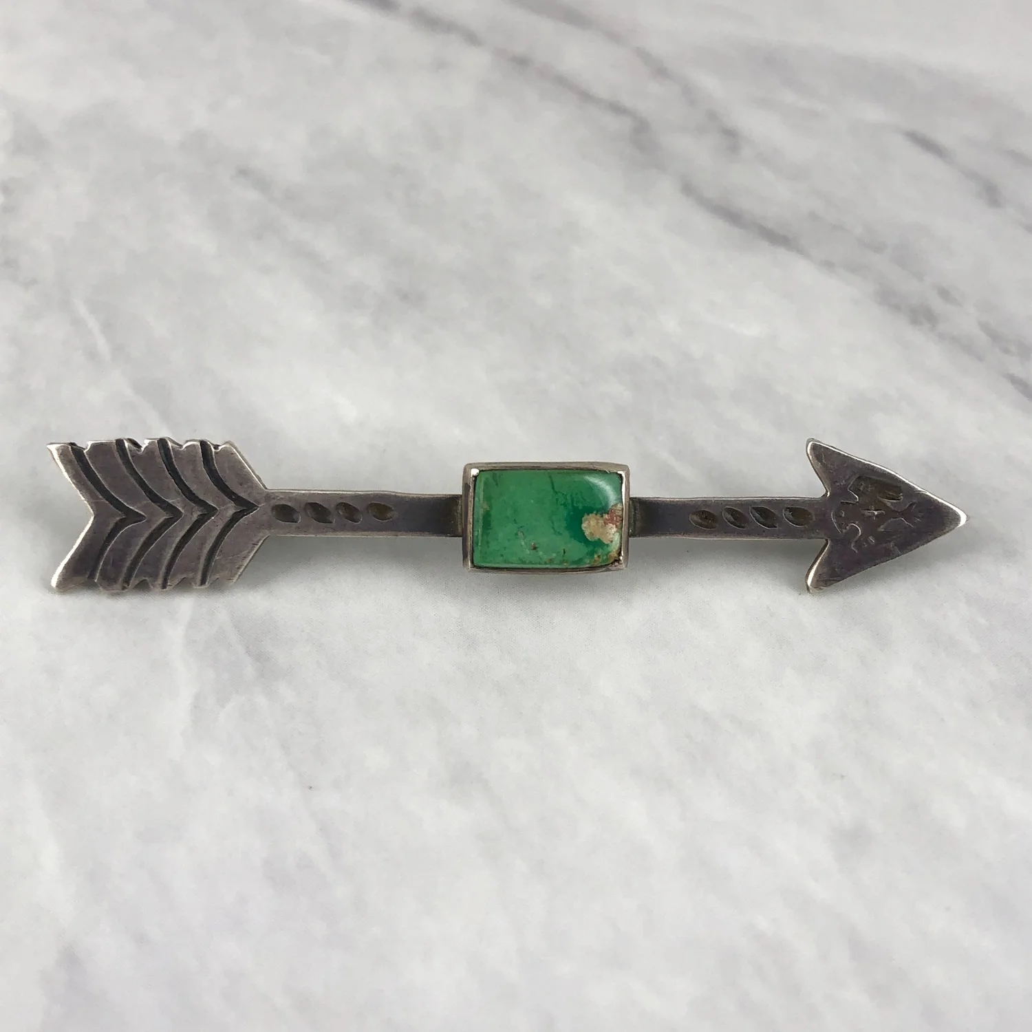 Fred Harvey Era Navajo Turquoise Thunderbird Silver Arrow