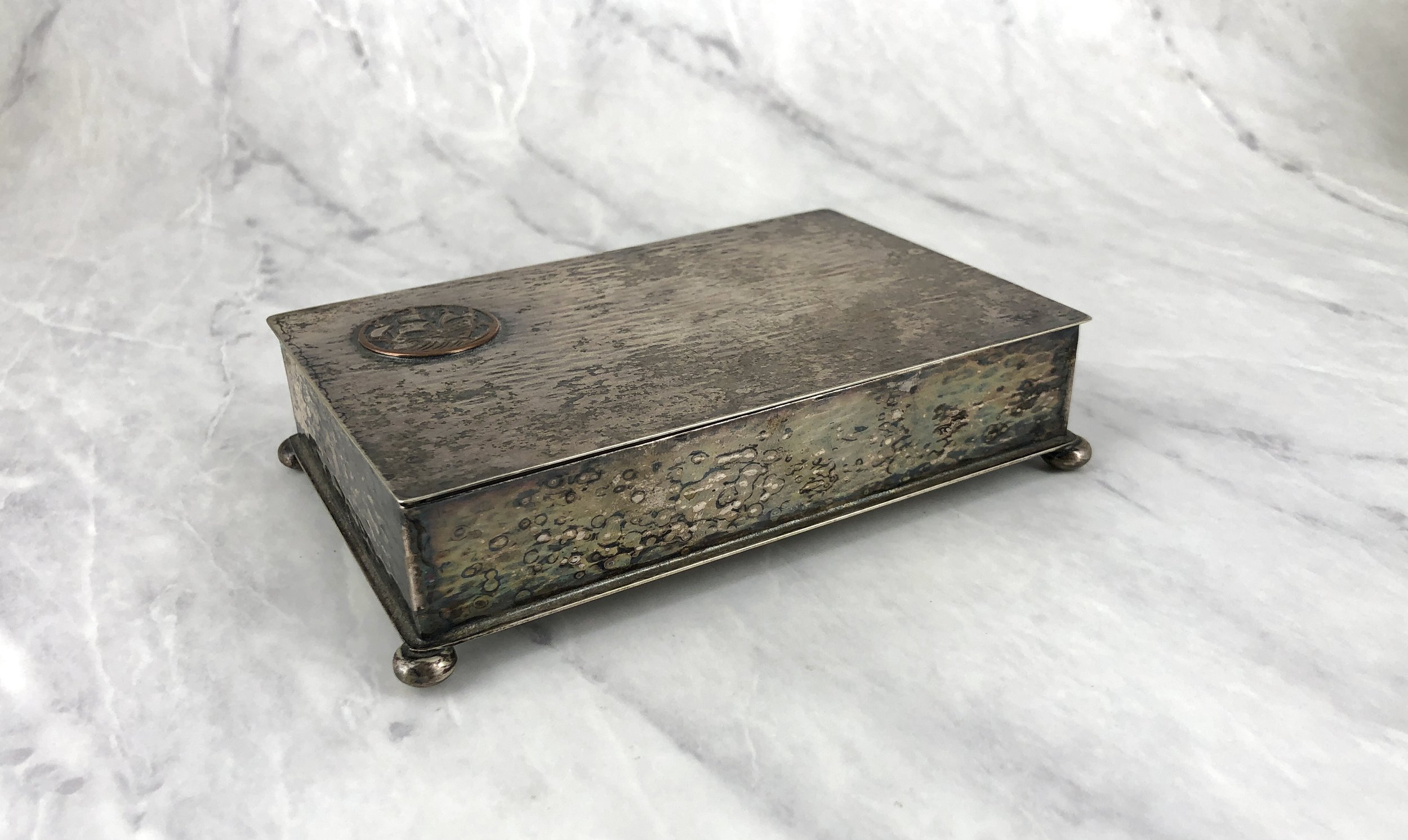 Vintage Tall Ship Embellished Cigarette ~ Stash Box