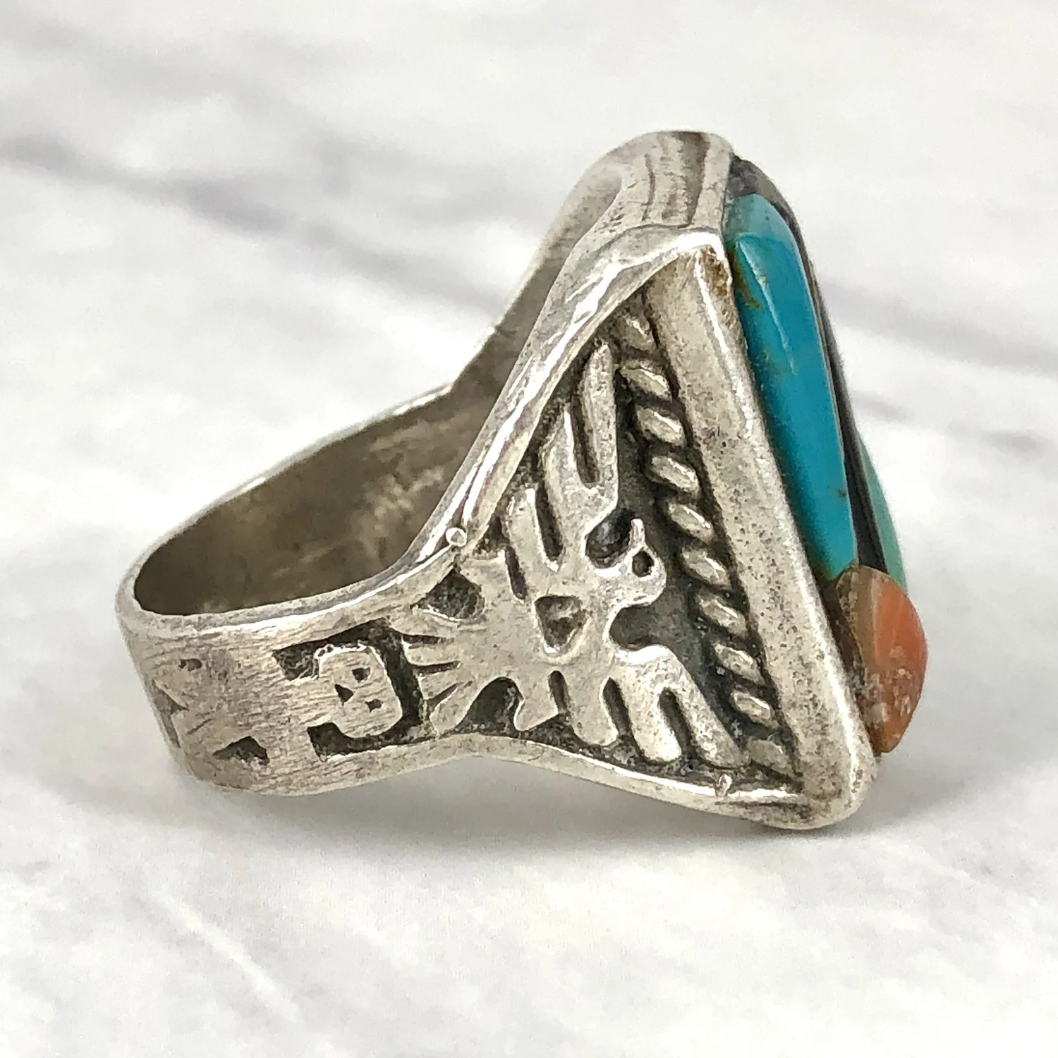 Vintage Zuni Multi Stone Inlaid Sunrise ~ Sunset Silver