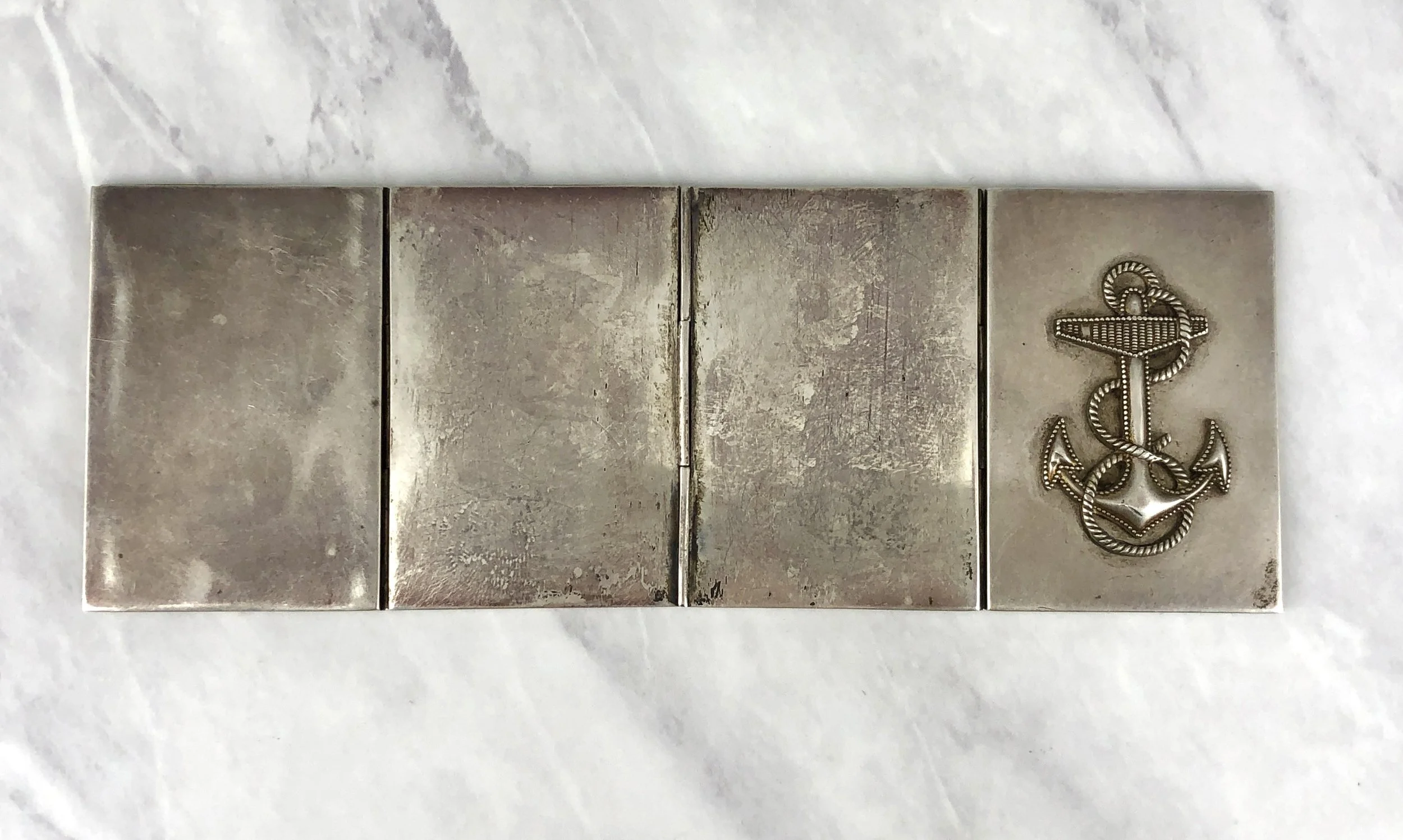 Vintage Silver Anchor 4-Picture Folding Frame