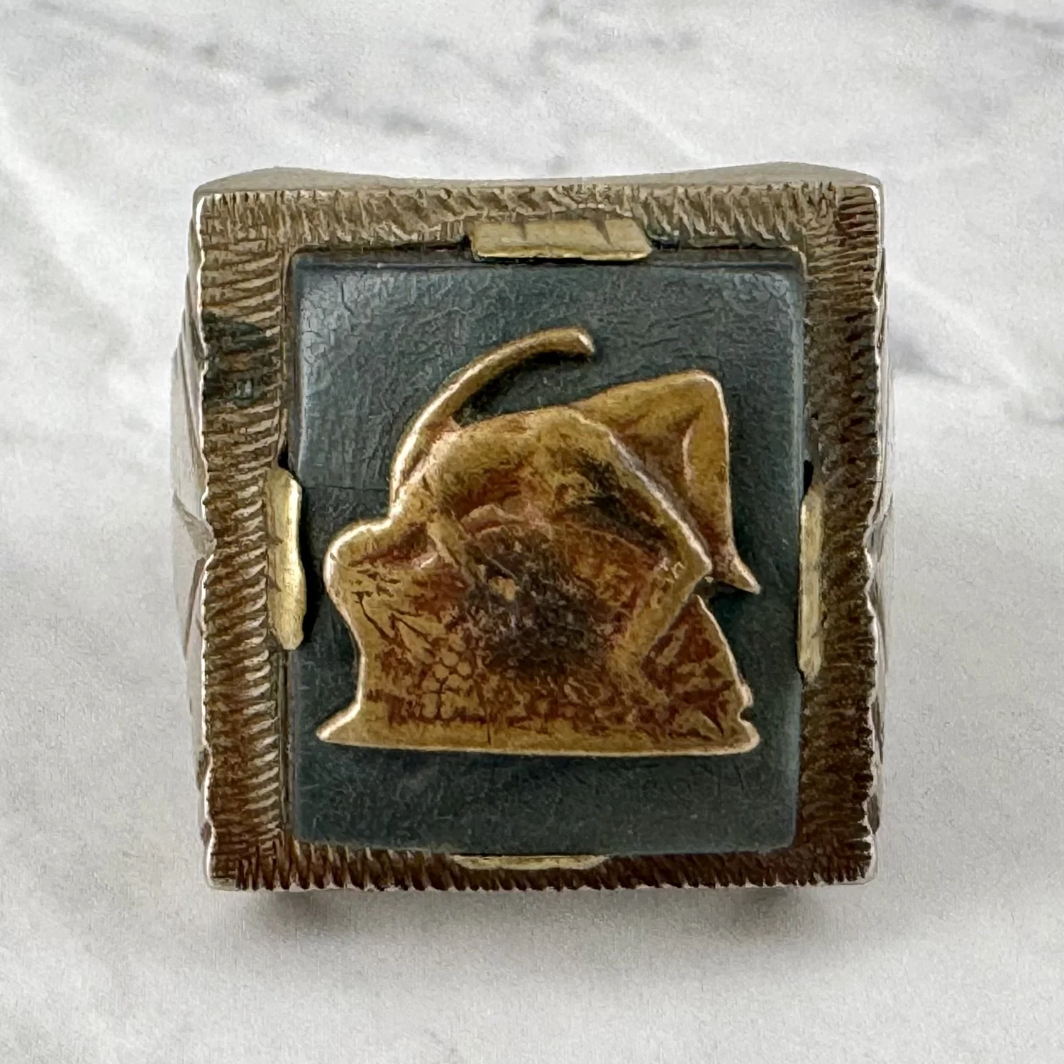 アクセサリー vintage Mexican ringAdam and Eve 30s40s Size 11 1/2 Vintage 1950s Mexican Souvenir Biker Ring With