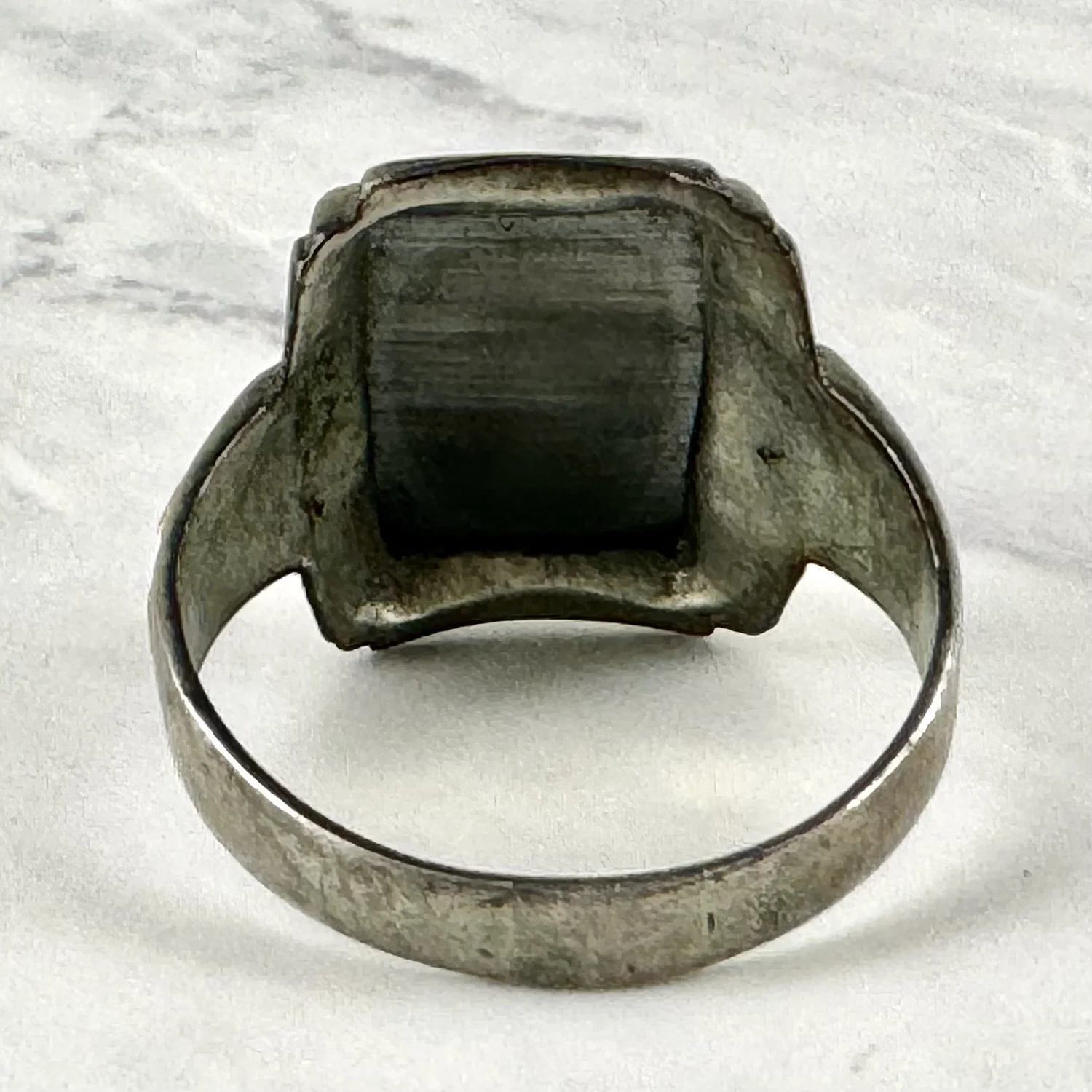 Vintage Warrior with Face Mask Helmet Intaglio Silver and Gold Axe