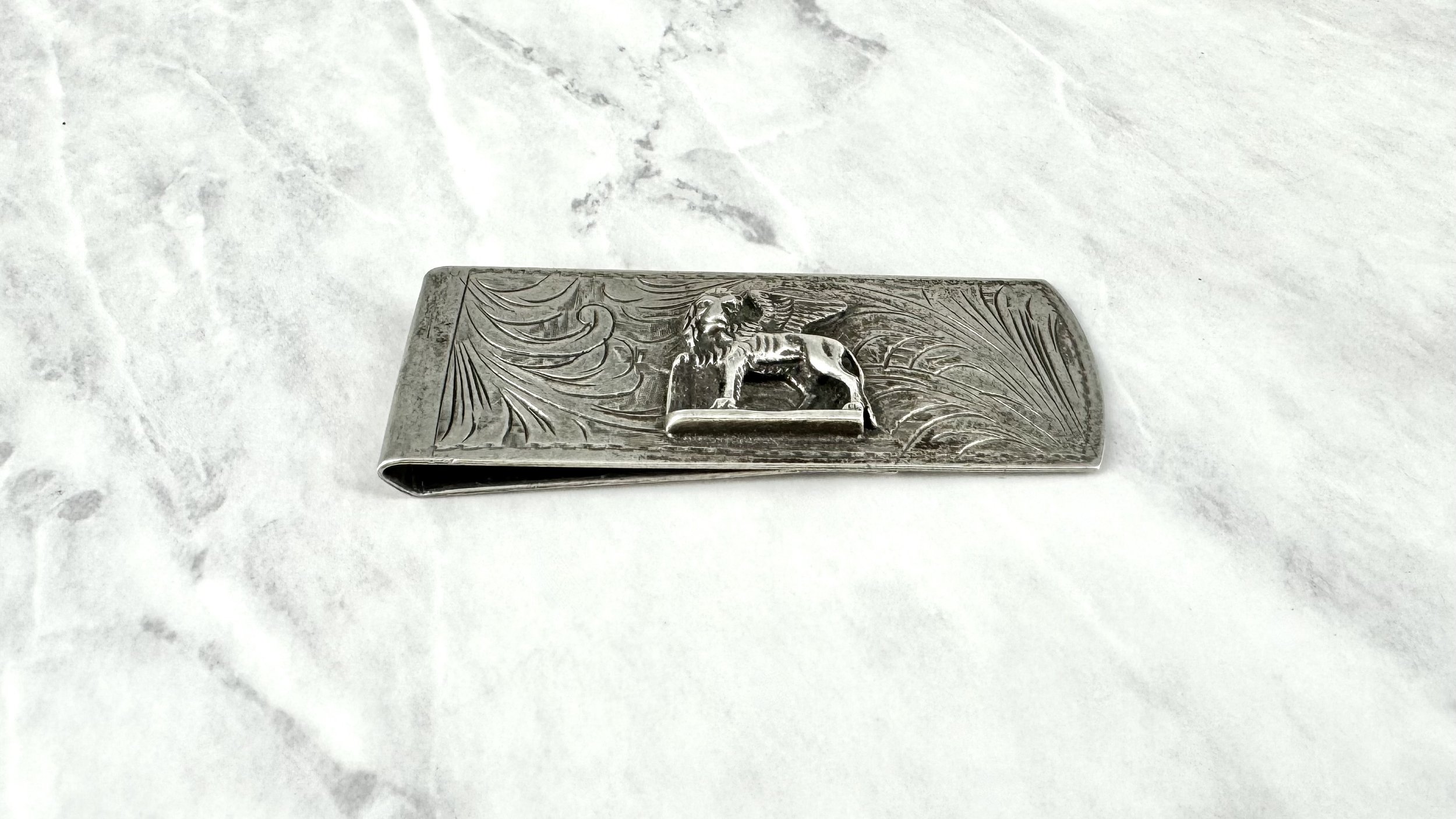Vintage Venetian Winged Lion of Venice Silver Money Clip
