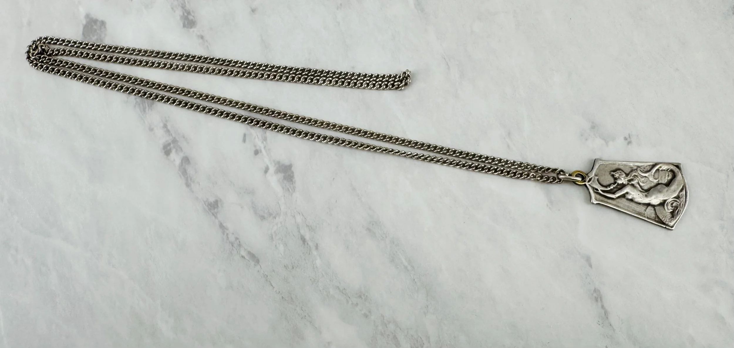 Early 1900’s Silver 1-1/4” Mermaid Necklace