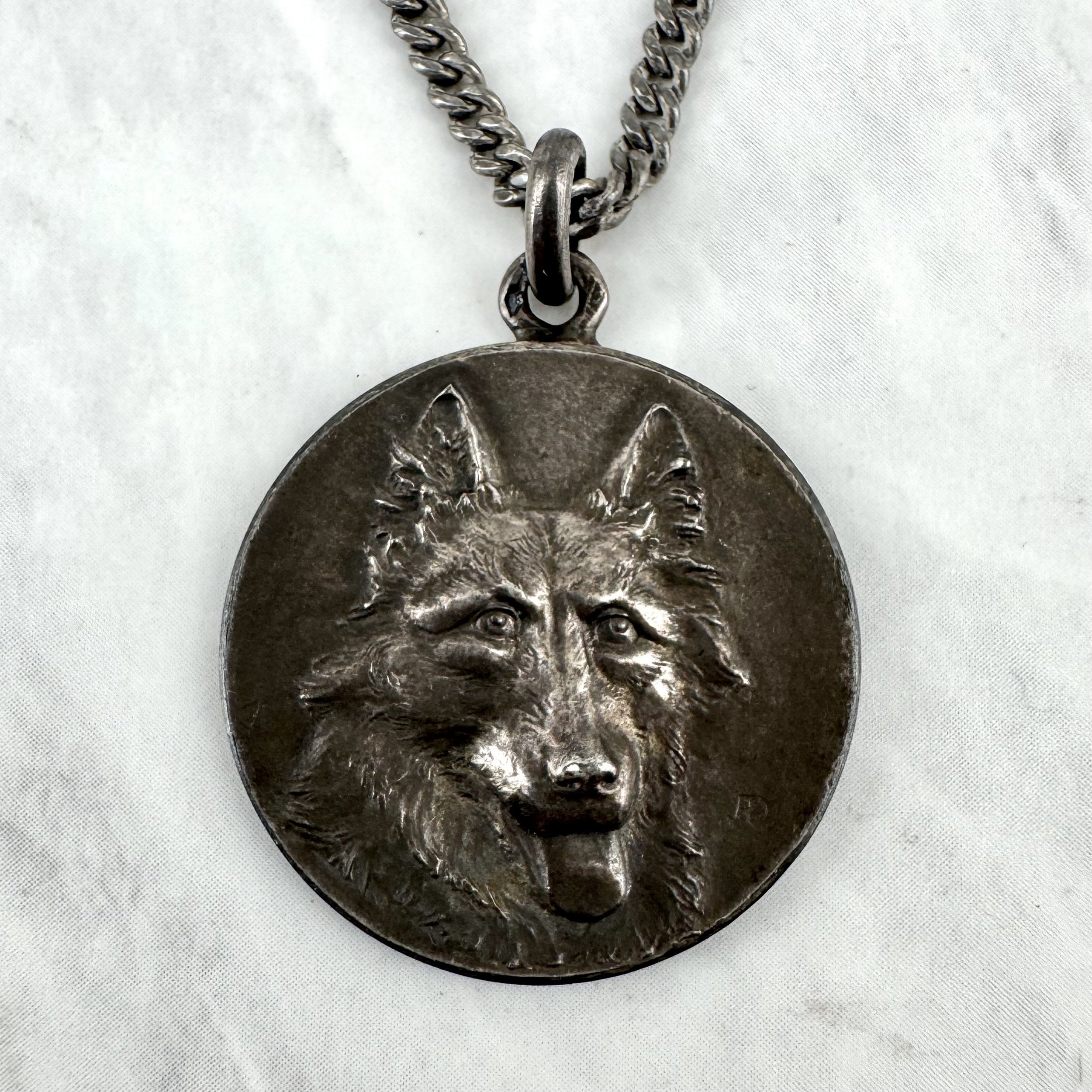 1900's French Dog Club Necklace Chien Berger De Defense Lille