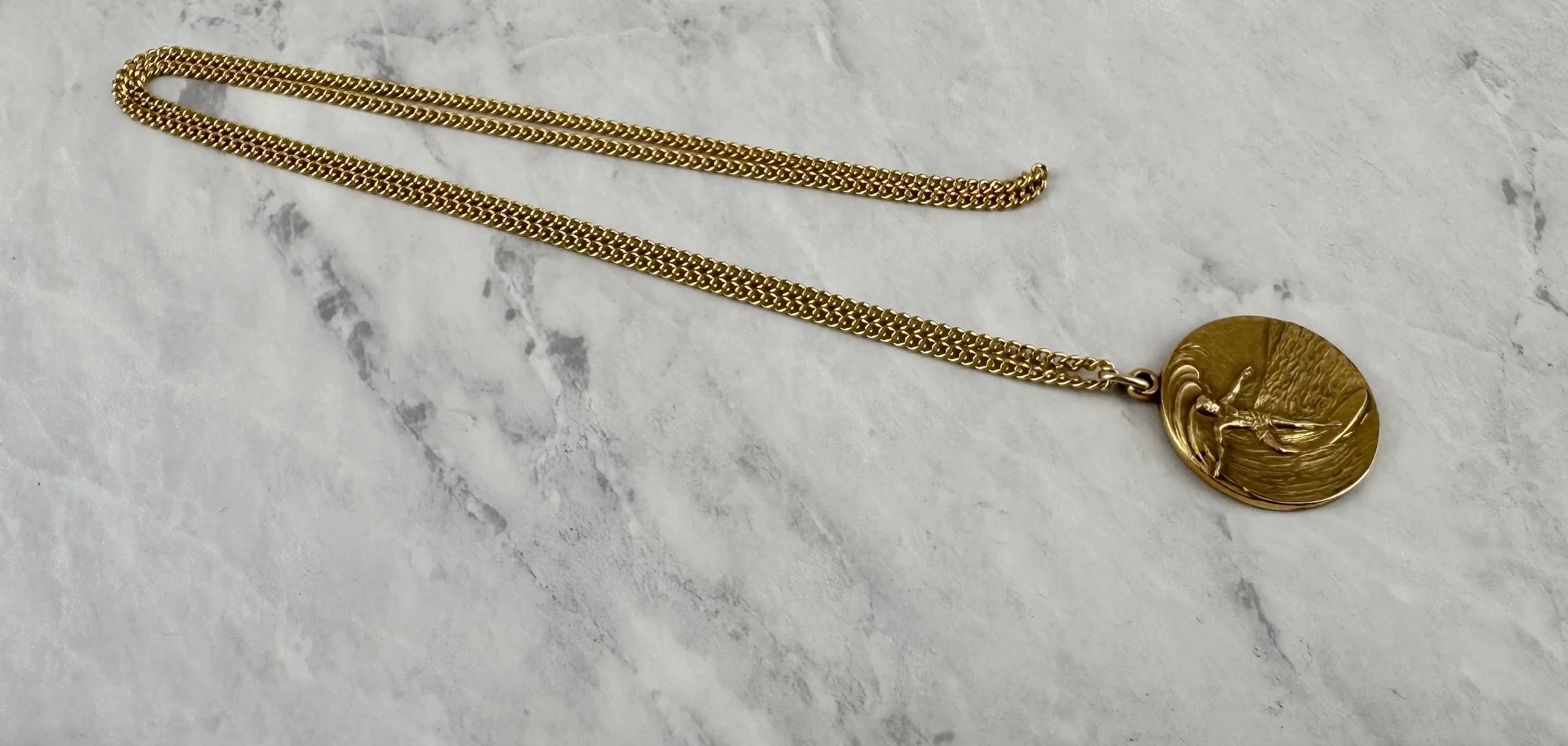 Vintage Large 1-1/4” Gold Filled Surfer St Christopher Necklace