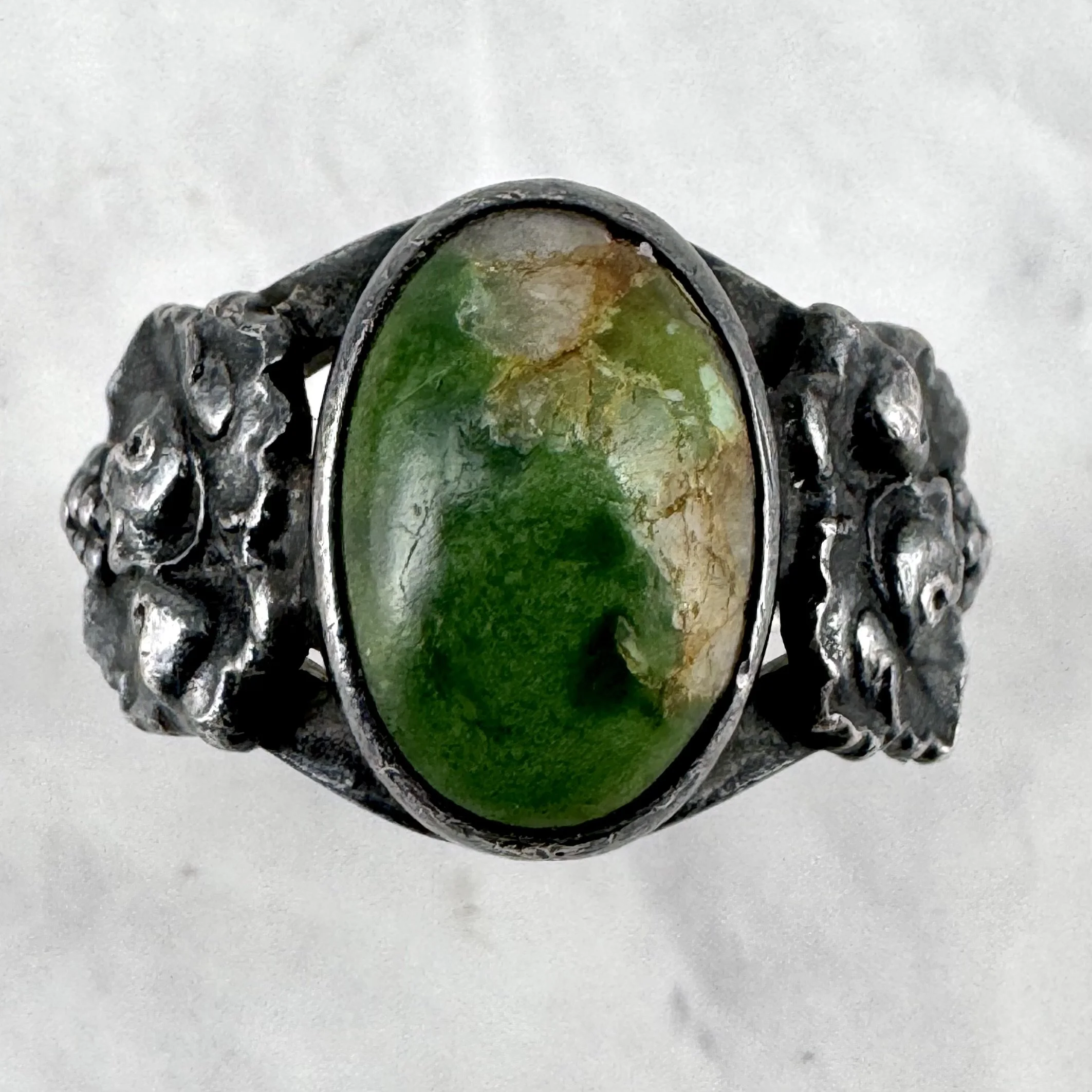 Vintage Carl Schon Silver Grapes and Turquoise Ring