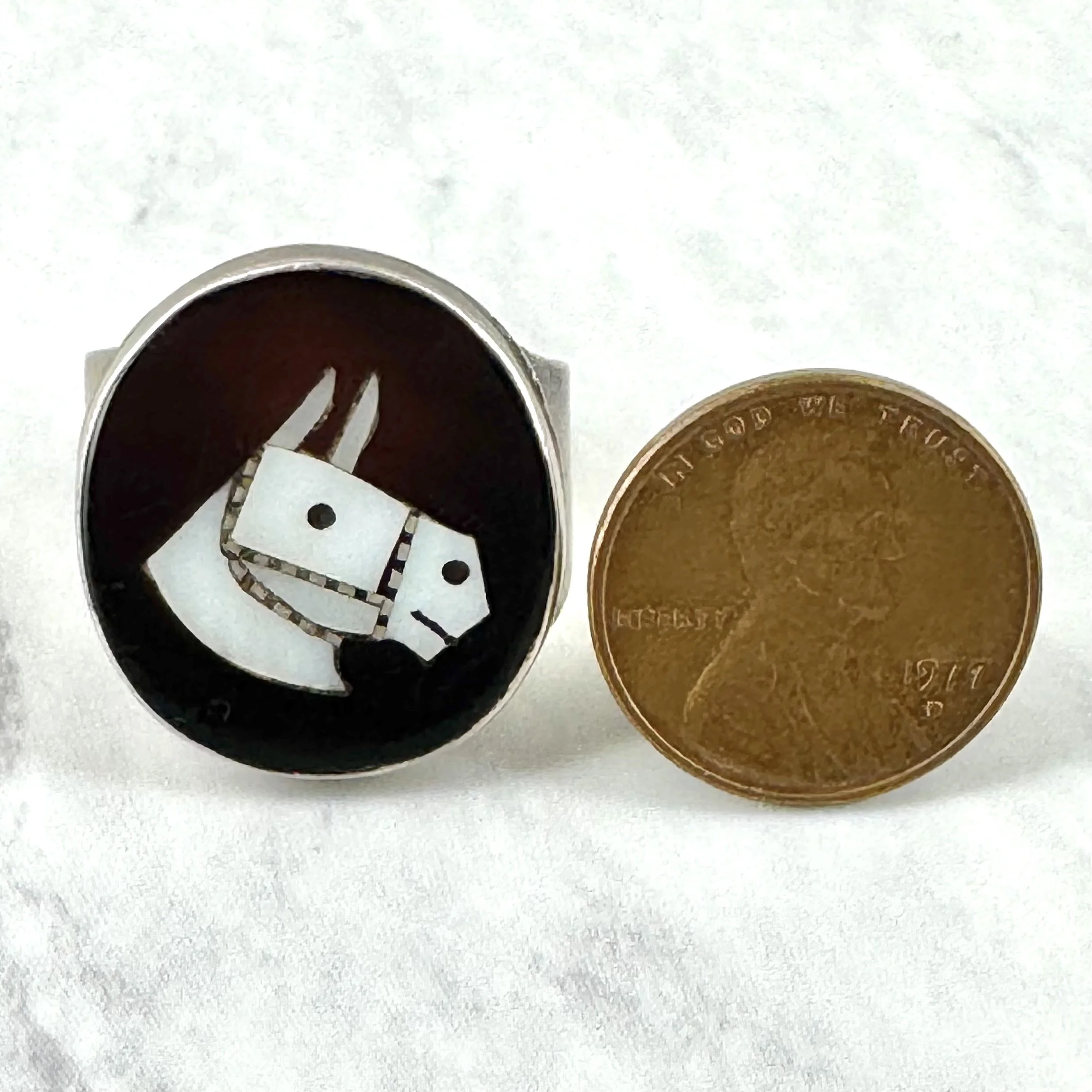 Vintage Zuni Mike Simplicio Inlay Horse Head Ring