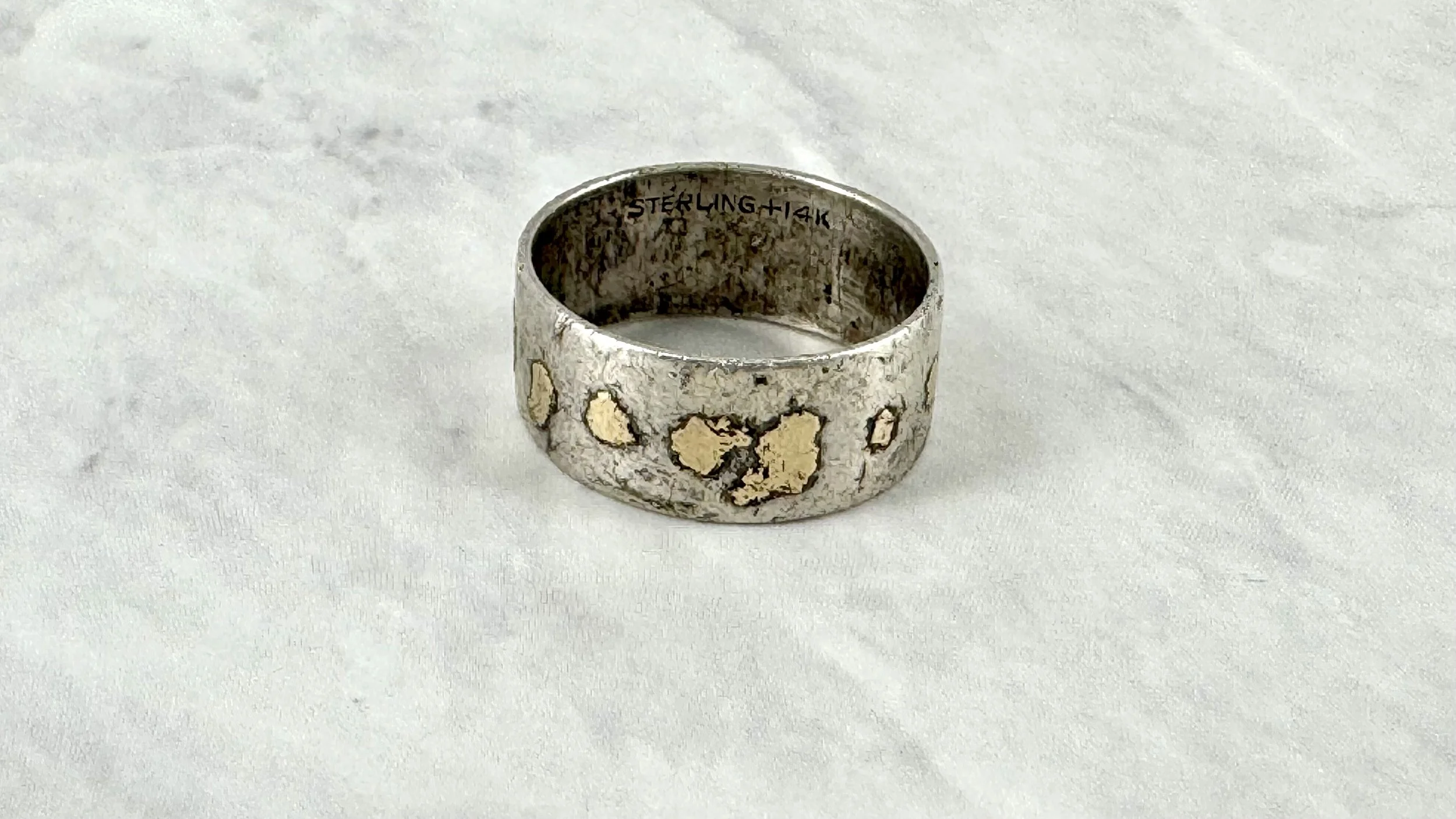 Vintage Silver and Gold Nugget Overlay Ring