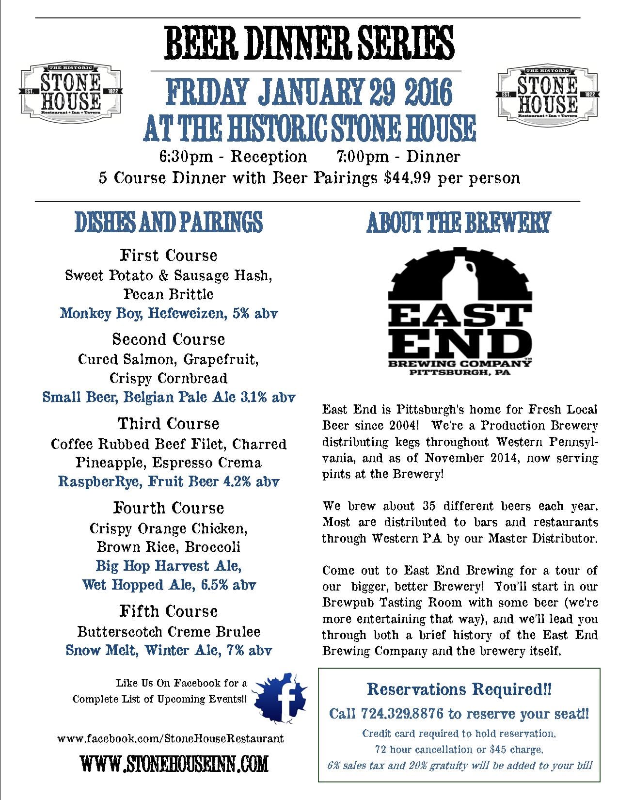 Join Us For A Beer Dinner At The Stone House Inn East End