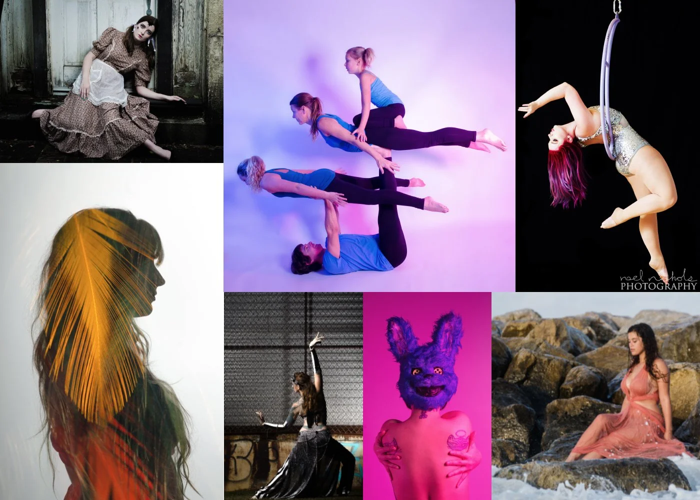 collage of images of people in various photo shoots