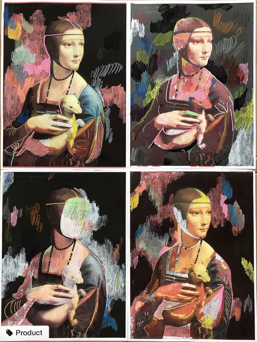 “q=lady+with+ermine”, 59.5 cm x 79.5 cm, inkjet and mixed media on paper.