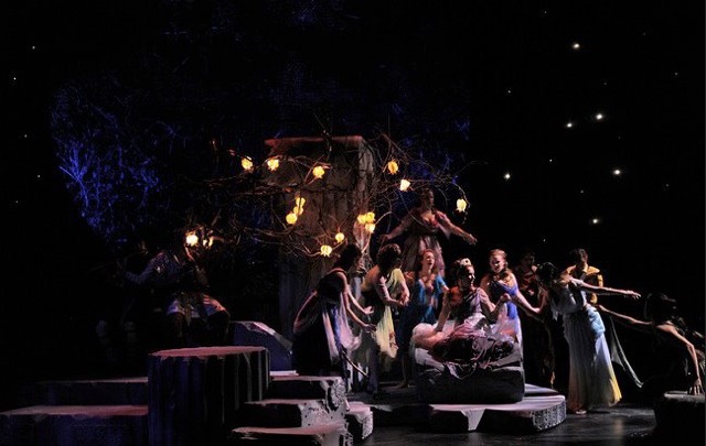 Monica Giordano in A Midsummer Night’s Dream with UMass, photo by Jon Crispin