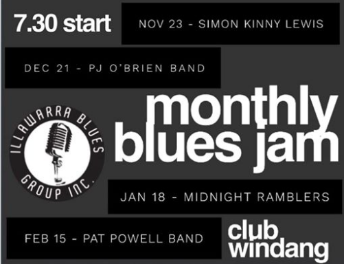 OK PEOPLE WE SAID WE WOULDN’T DISAPPOINT , HERE IS OUR FIRST ANNOUNCEMENT CHECK OUT OUR KILLER HOUSE BANDS . SEE YA’S THERE Ladies and gents this Friday we are back with the Jam at Club Windang from 730pm.. special hosts the fabulous Pat Powell band..!!