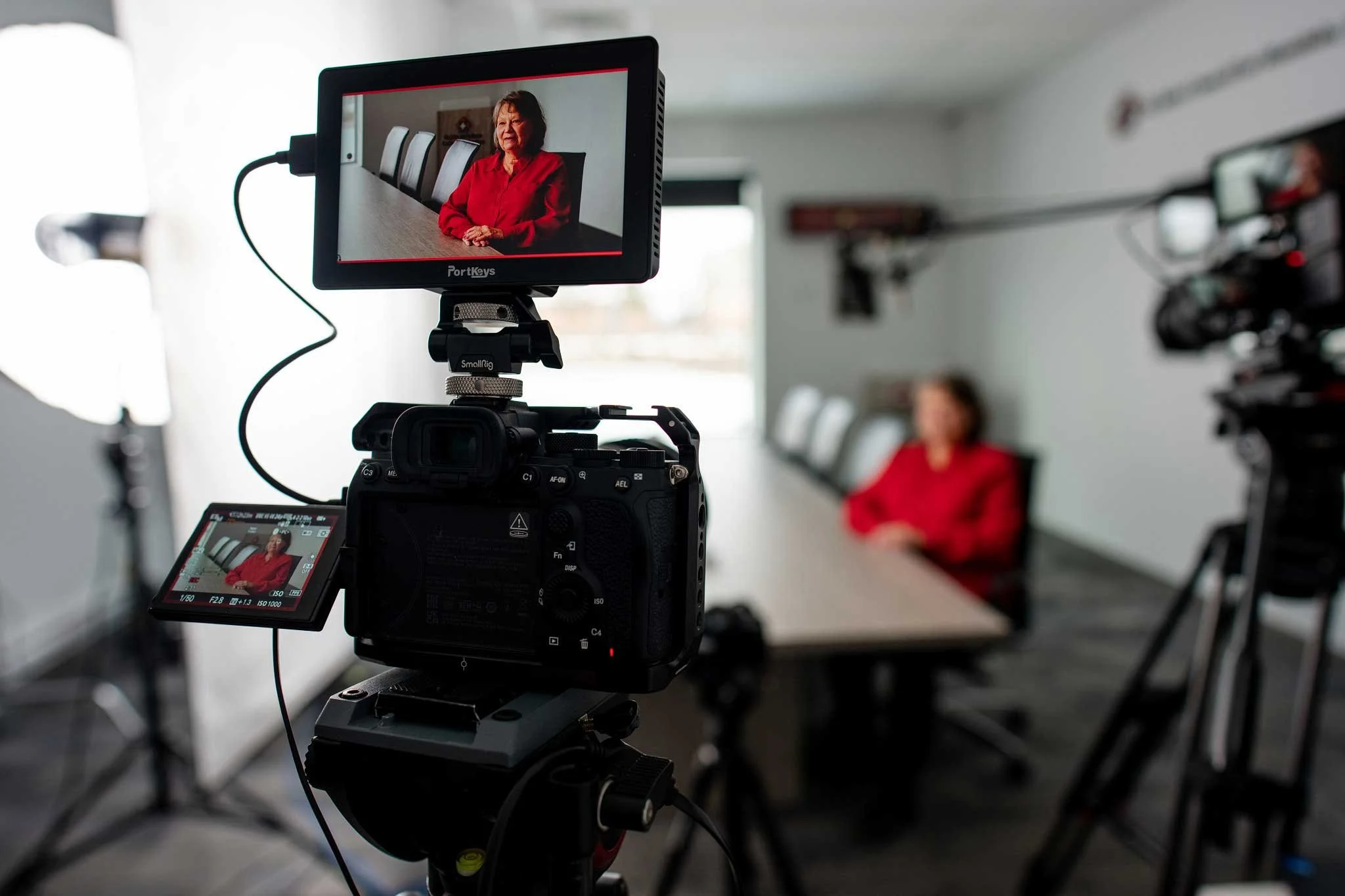 Winnipeg videographer camera and lighting setup during a commercial video shoot