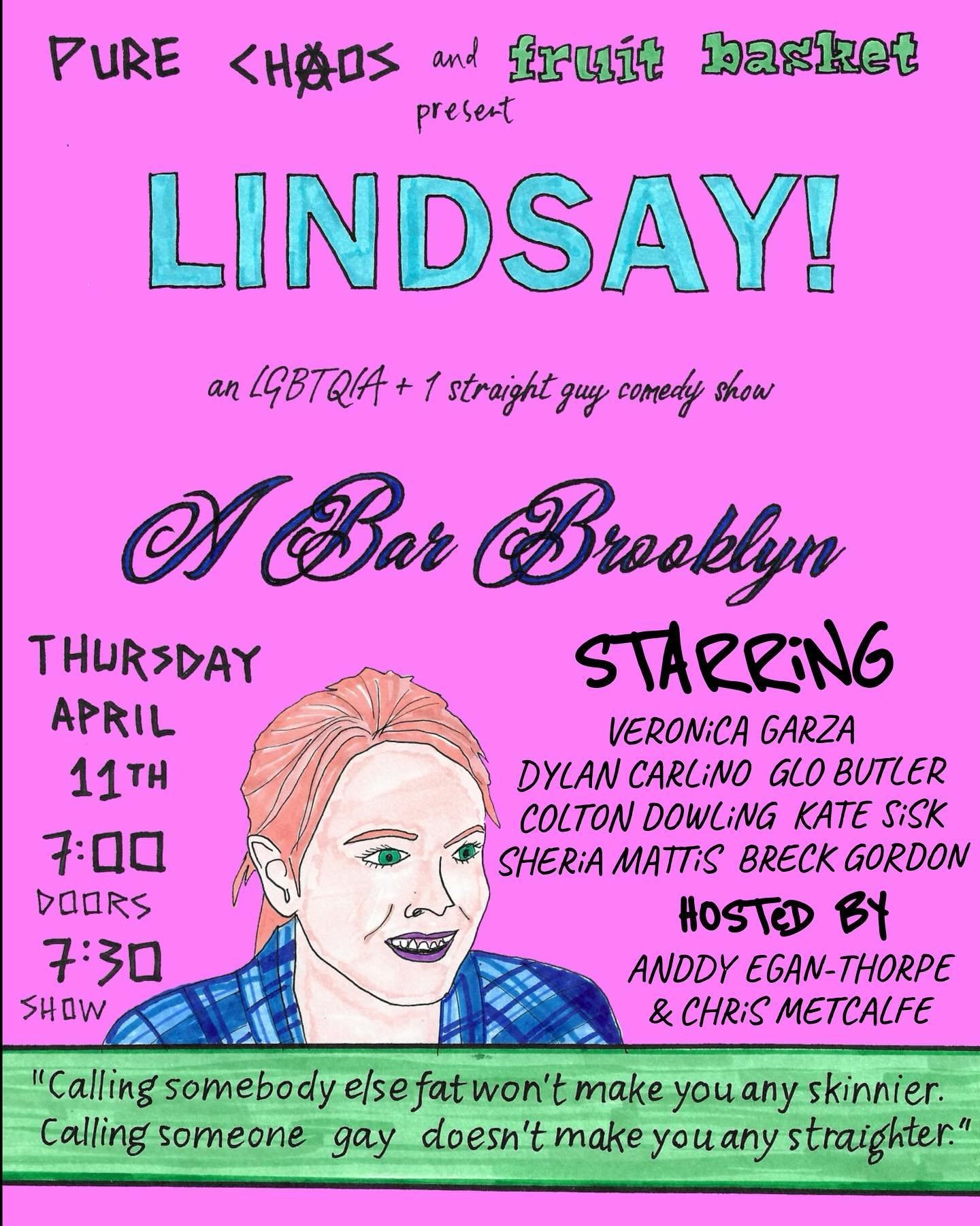 Come on out tomorrow night for @purechaoscomedy Lindsay! Doors 7/Show 730! @trap_of_glass behind the bar and the yards open!