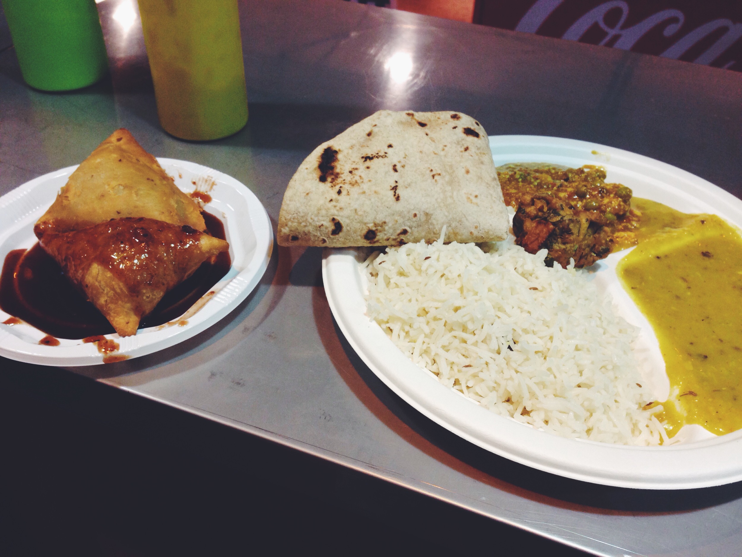 Vegan thali and samosas not looking that Instagrammable but tasting SO GREAT. Because IRL.