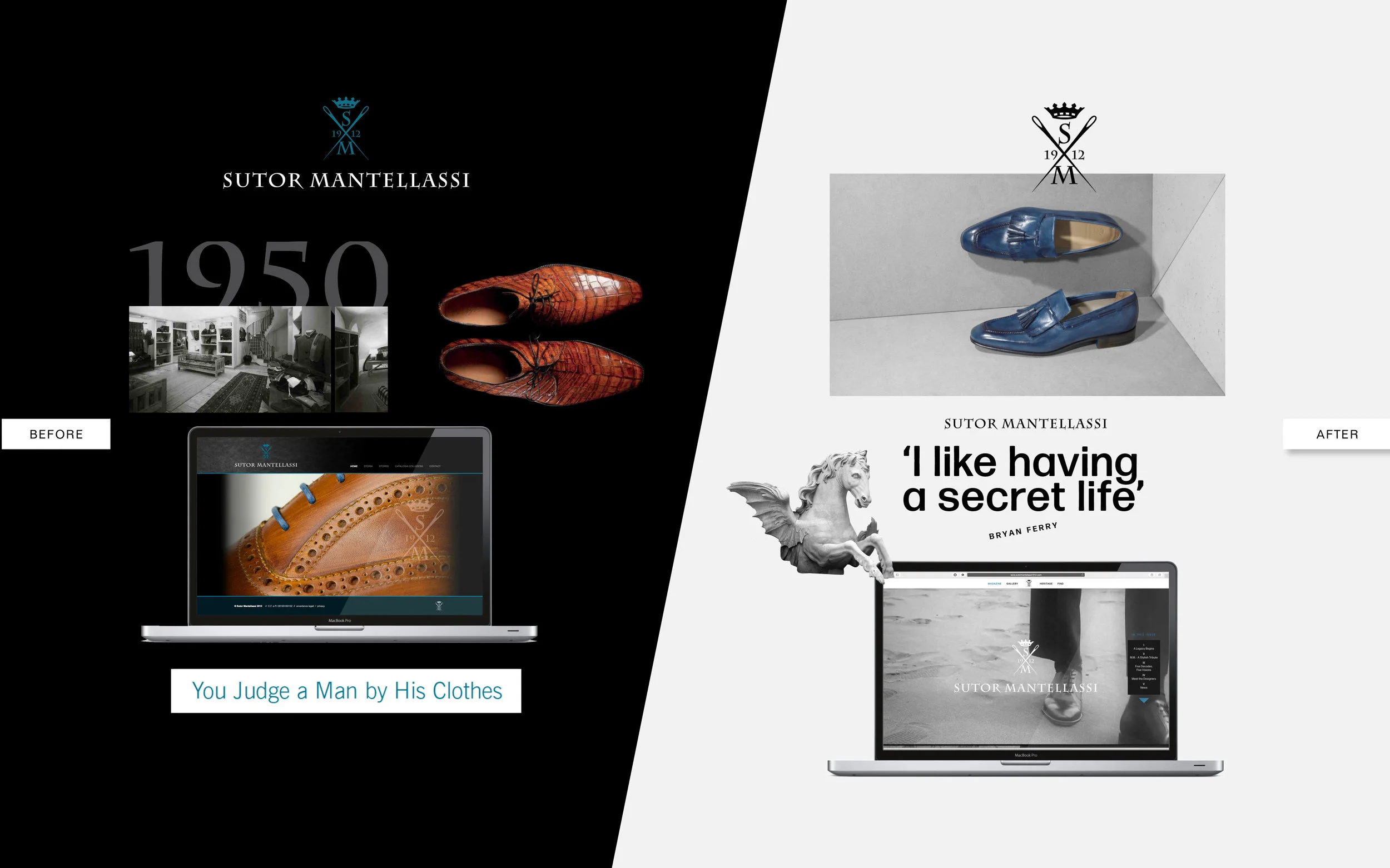 Sutor Mantellassi's brand image before the relaunch in 2014 and after relaunch in 2015