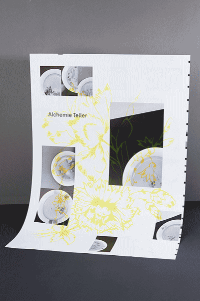 Alchemie Teller - Unique one-off plates were serialised in a copy machine and the combined with an exclusive silk screen finish