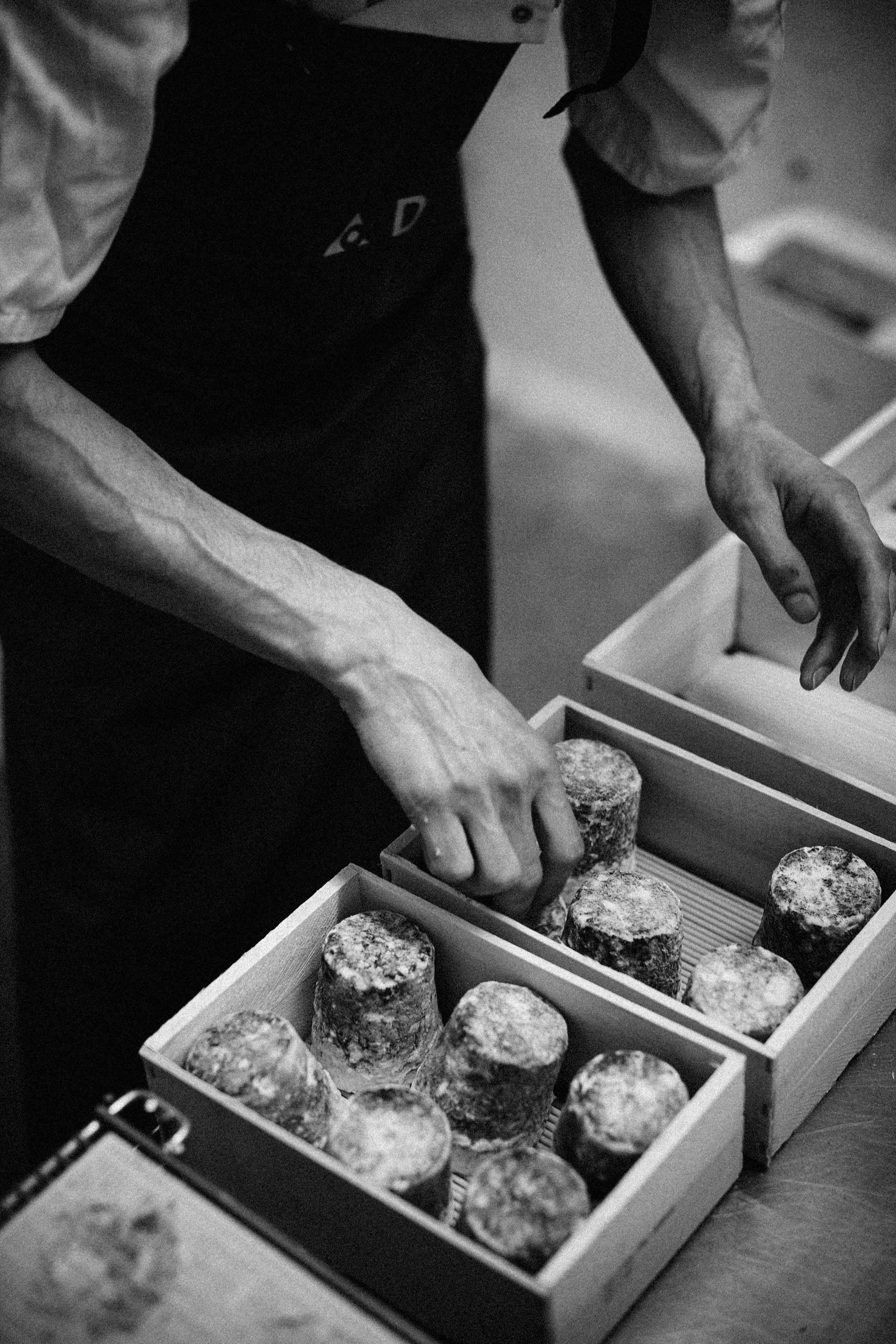 The Dorstone Ash is a goats cheese made from raw goats milk, then dusted in an edible charcoal ash.