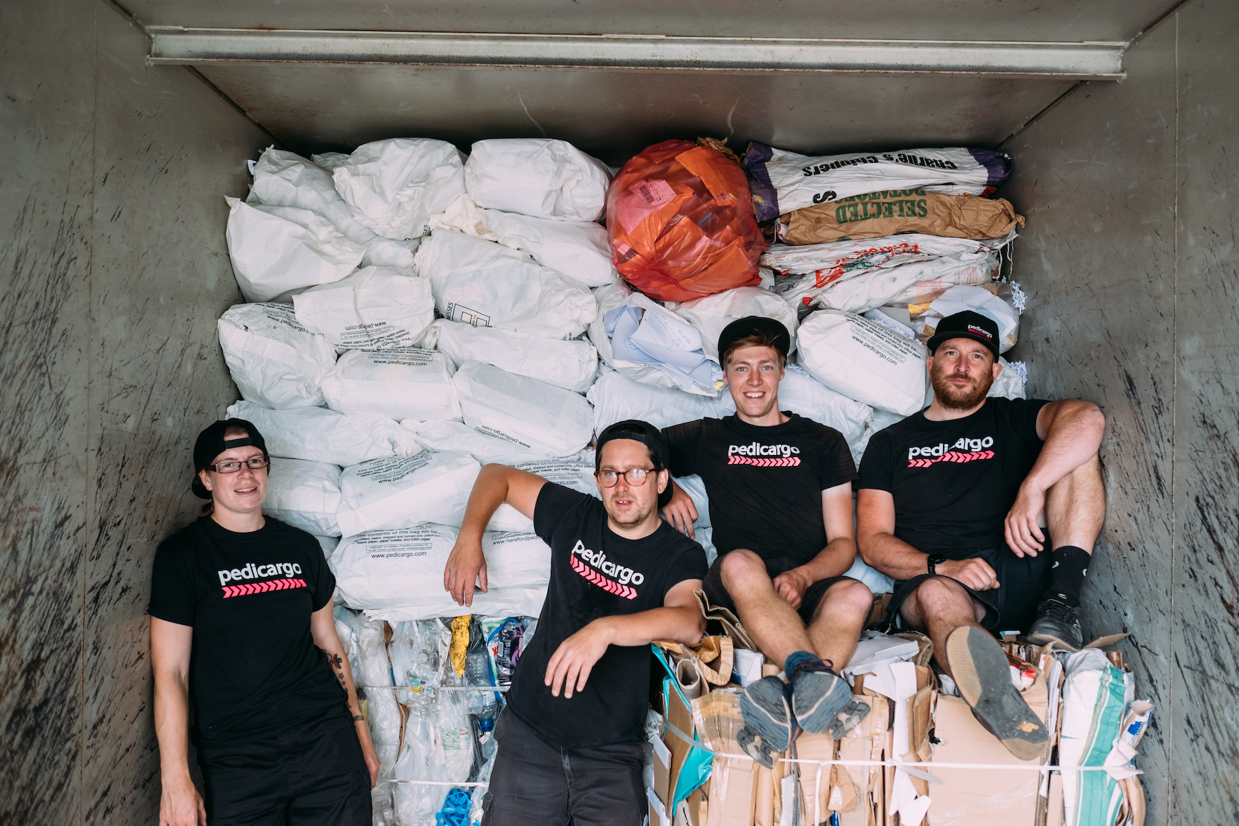 A few of the Pedicargo crew taking a well earned rest after a morning of deliveries and collections.
