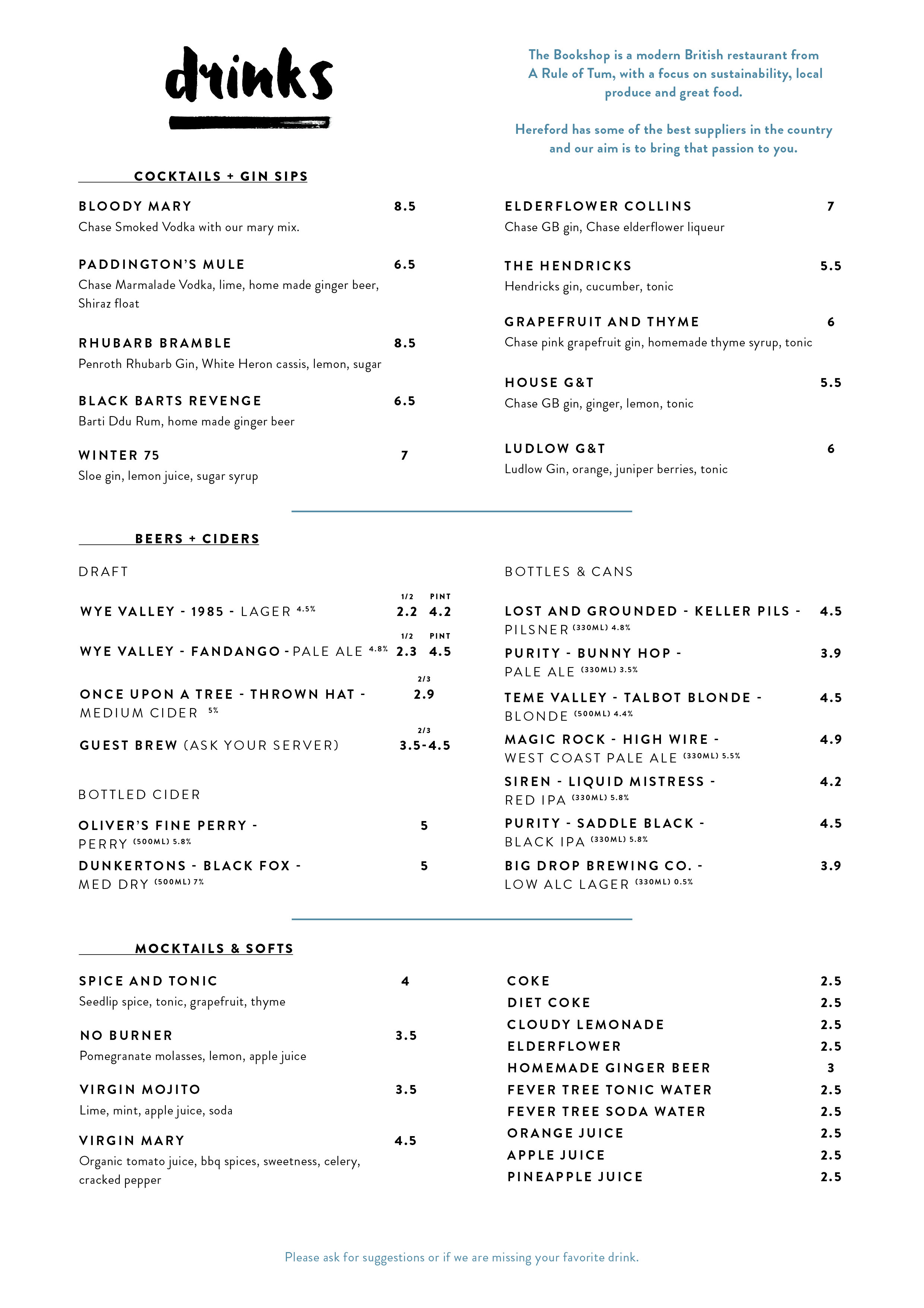 (Sample menu, subject to change)