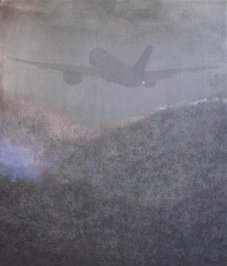 Storm , acrylic and oil on linen, 67 x 56cm, 2018. 嵐、キャンバスに油彩とアクリル。