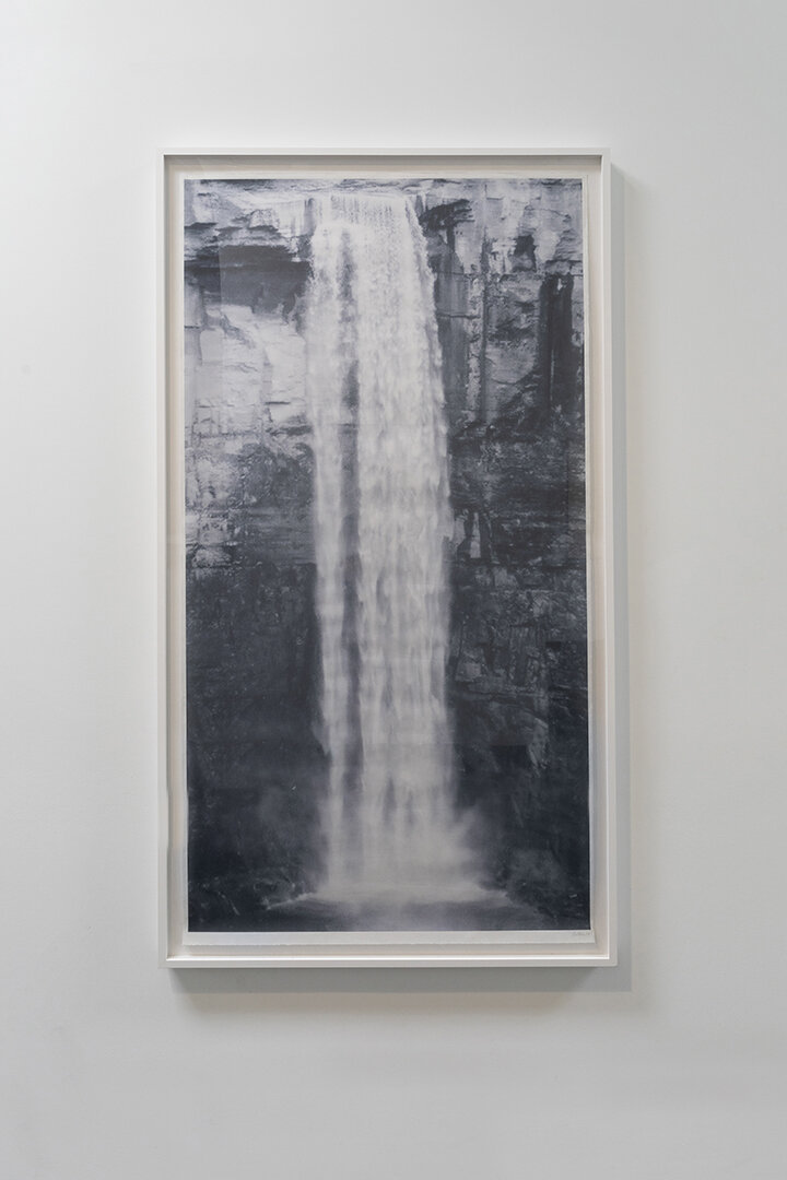 Falling Water, 2020, Archival Pigment Print on Mulberry paper, Monoprint, 72 x 36 inches