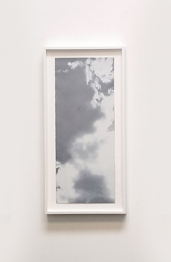  Fleeting (Silver Grey), 2020, Archival Pigment Print on oil painted Fabriano paper, Monoprint, 22 x 9 inches 
