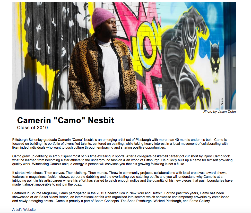 Click through of artist biography