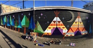 #tbt // Crush Walls 2016 wall &lsquo;Escapism&rsquo; I painted behind @stemciders between Blake St &amp; Walnut with my friend @spencertron2020 ( got him out of retirement for this one) ⚡️😊⚡️ Love you Spencer! 
Excited &amp; Grateful to receive the 