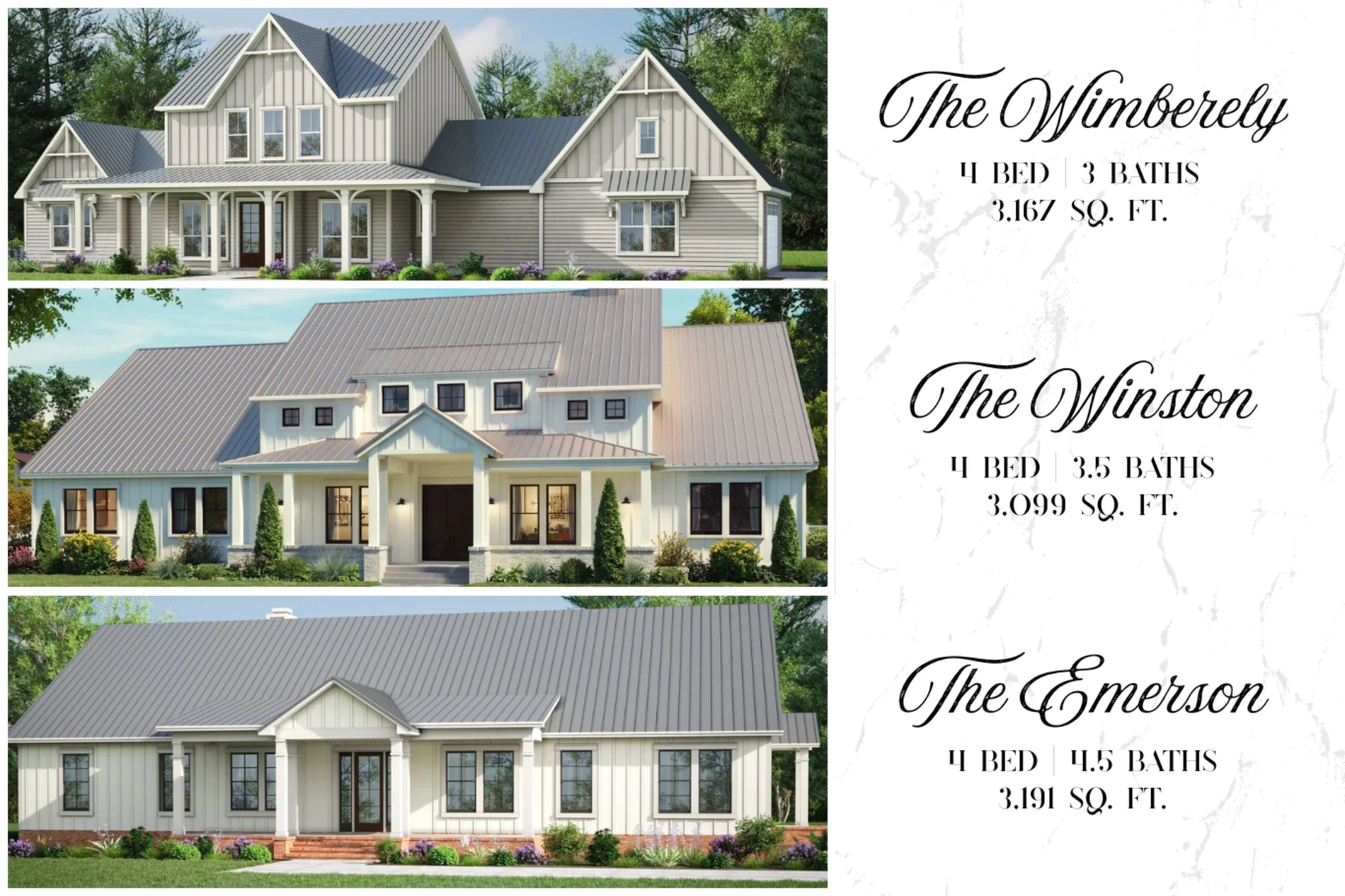 Our Newest Floor Plans: The Winston, The Emerson, and The Wimberley