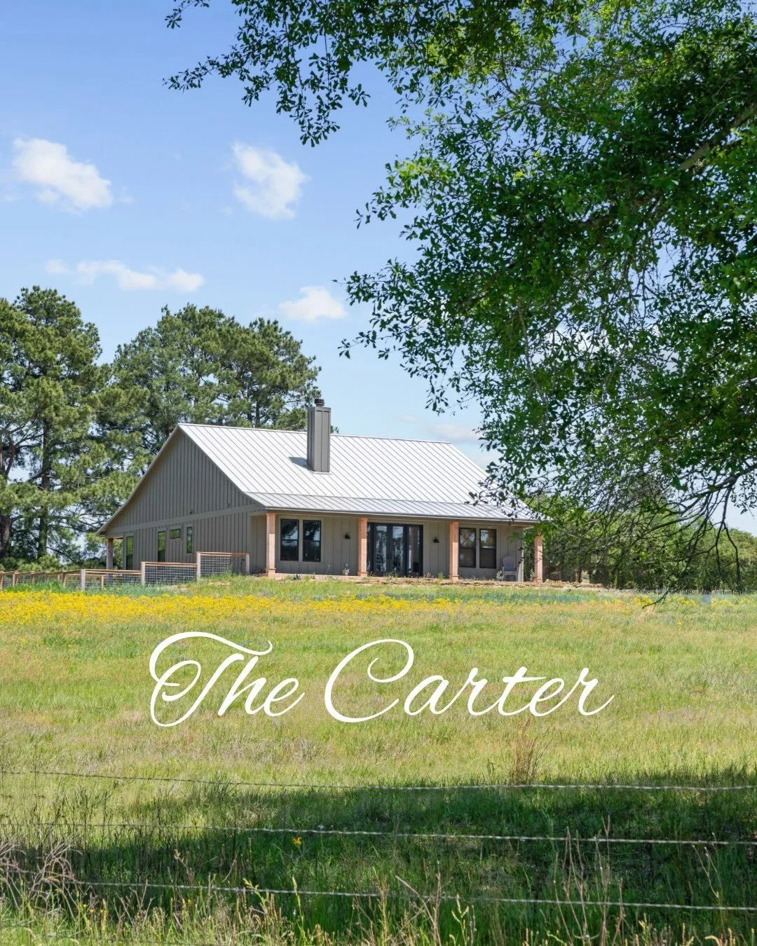 Saturday Spotlight: The Carter🤎
A classic Texas farmhouse with a long, welcoming front porch and ample windows to take in the countryside. With 3 bedrooms, 2 bathrooms, and over 2,100 square feet, this plan centers around a main living area that run