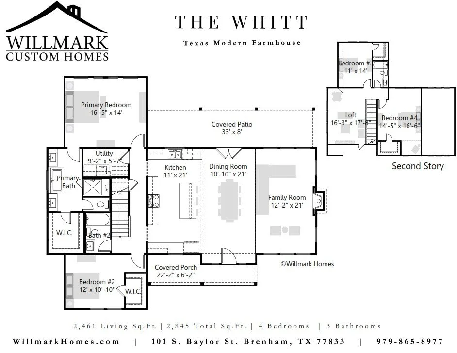 The Whitt Modern Farmhouse with 4 bedrooms, 3 bathrooms, 2,461 Sq. Feet-designed by Willmark Custom Homes