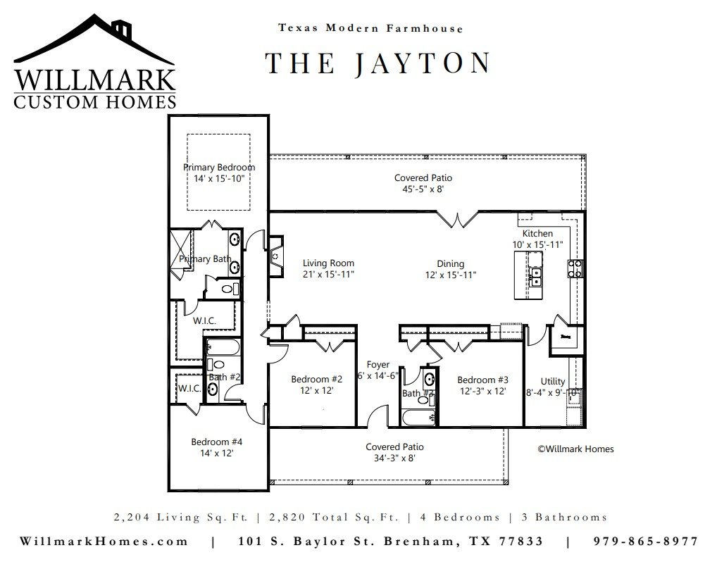 Floor plan for The Jayton layout a texas modern farmhouse