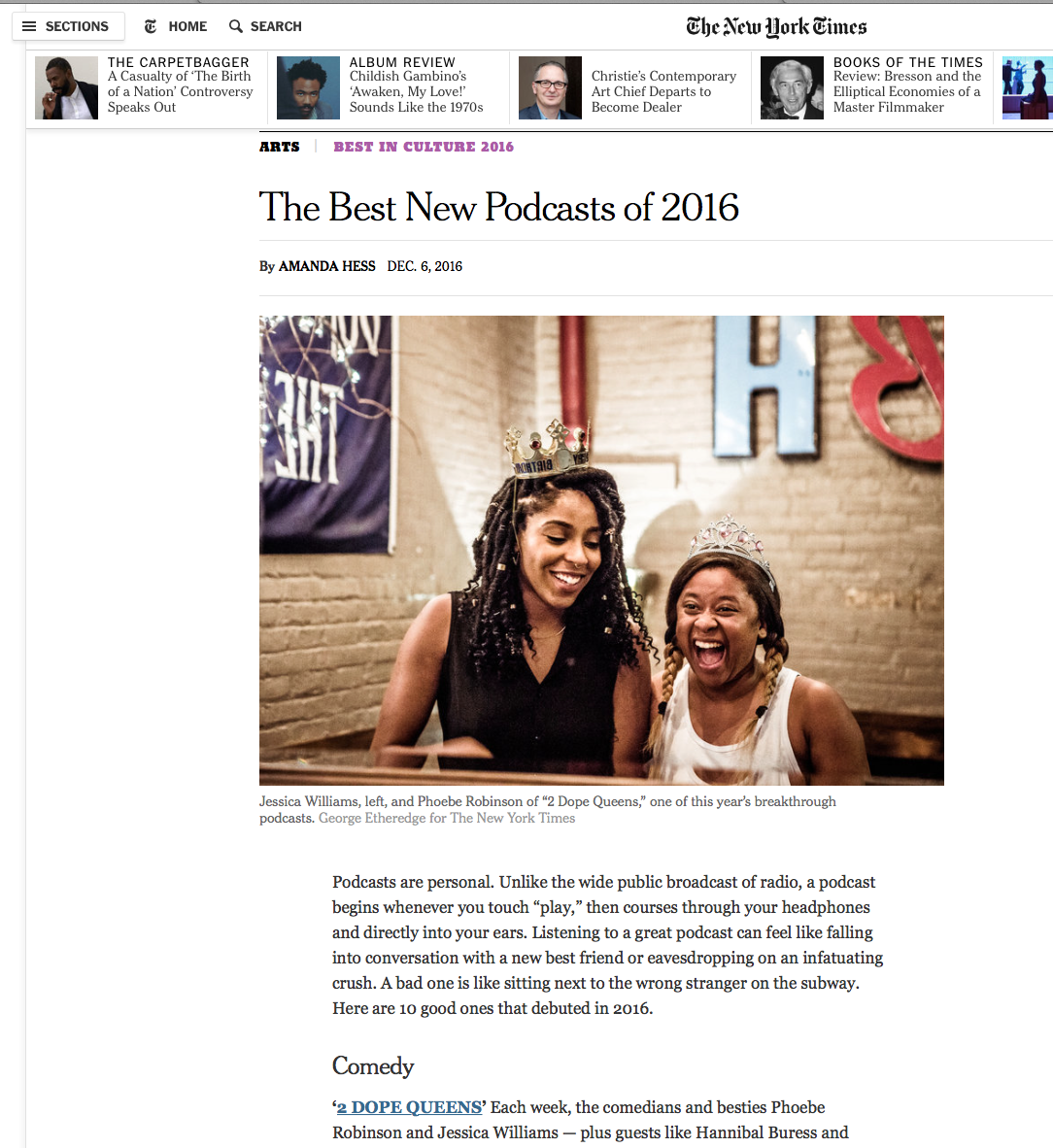 Some love for our WNYC podcast, 2 Dope Queens , from the New York Times. Love these people.