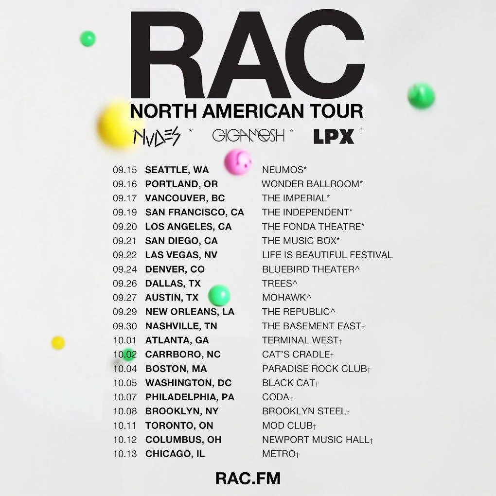 Heading out on tour playing drums in RAC this fall. Come say hi!