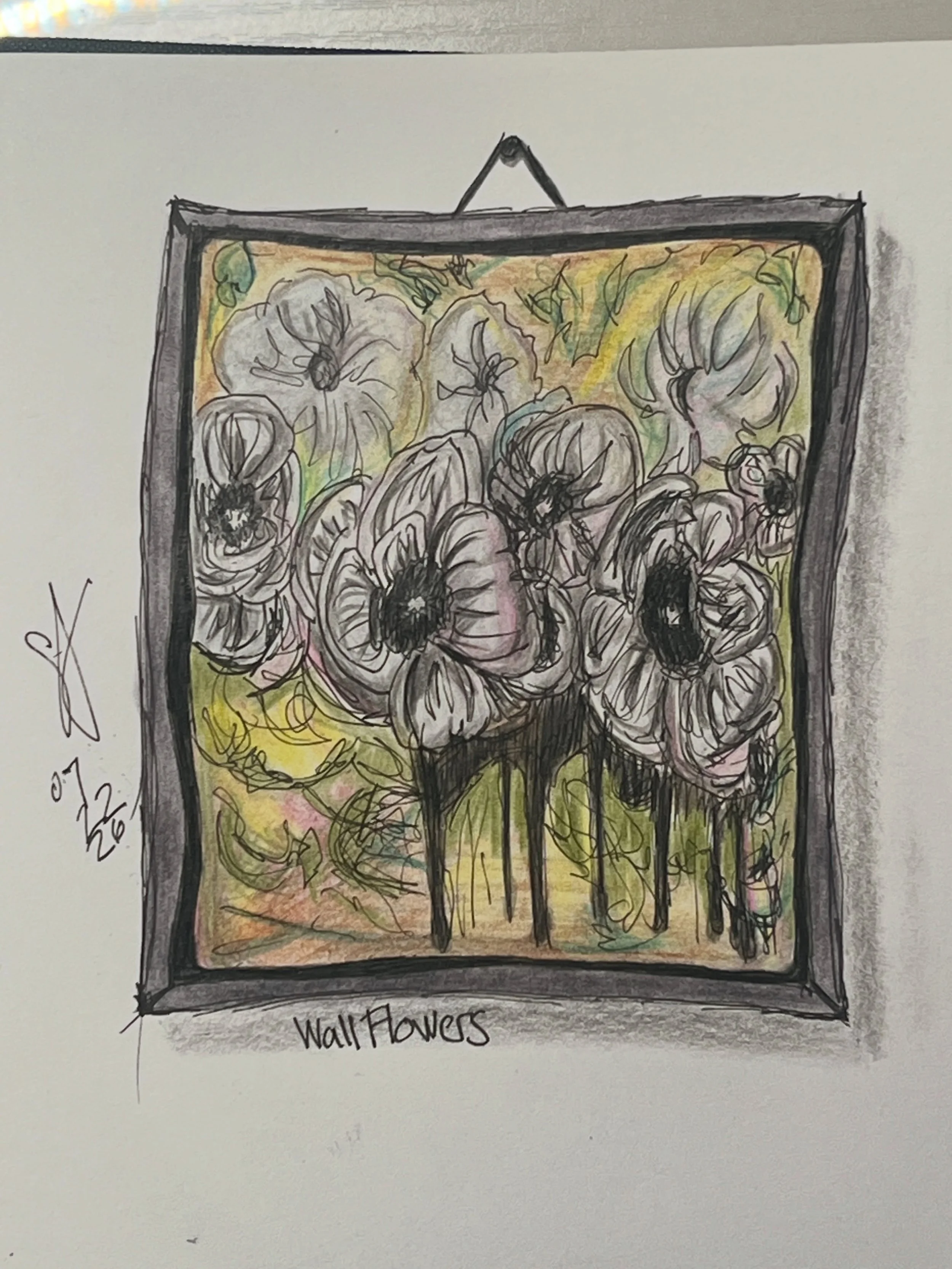 Pen sketch with Colored pencil. 

#flowers #painting #sketchbook #keepdrawing #wallflower