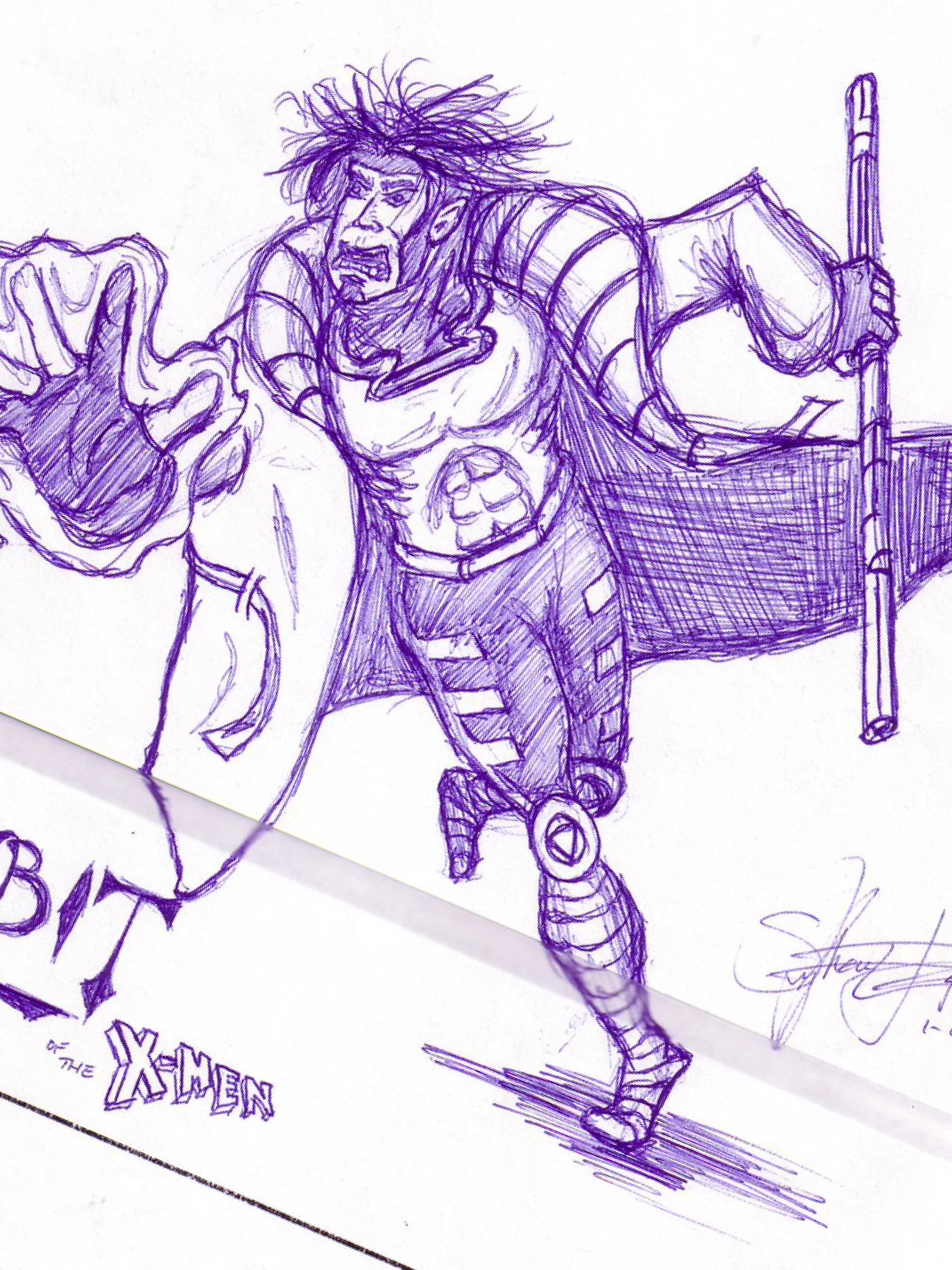 Flashback Friday post. Doodle from 2003 when I was an usher at a movie theater. It was probably a very slow Tuesday night. 

#flashbackfriday #usher #movies #gambit #doodle