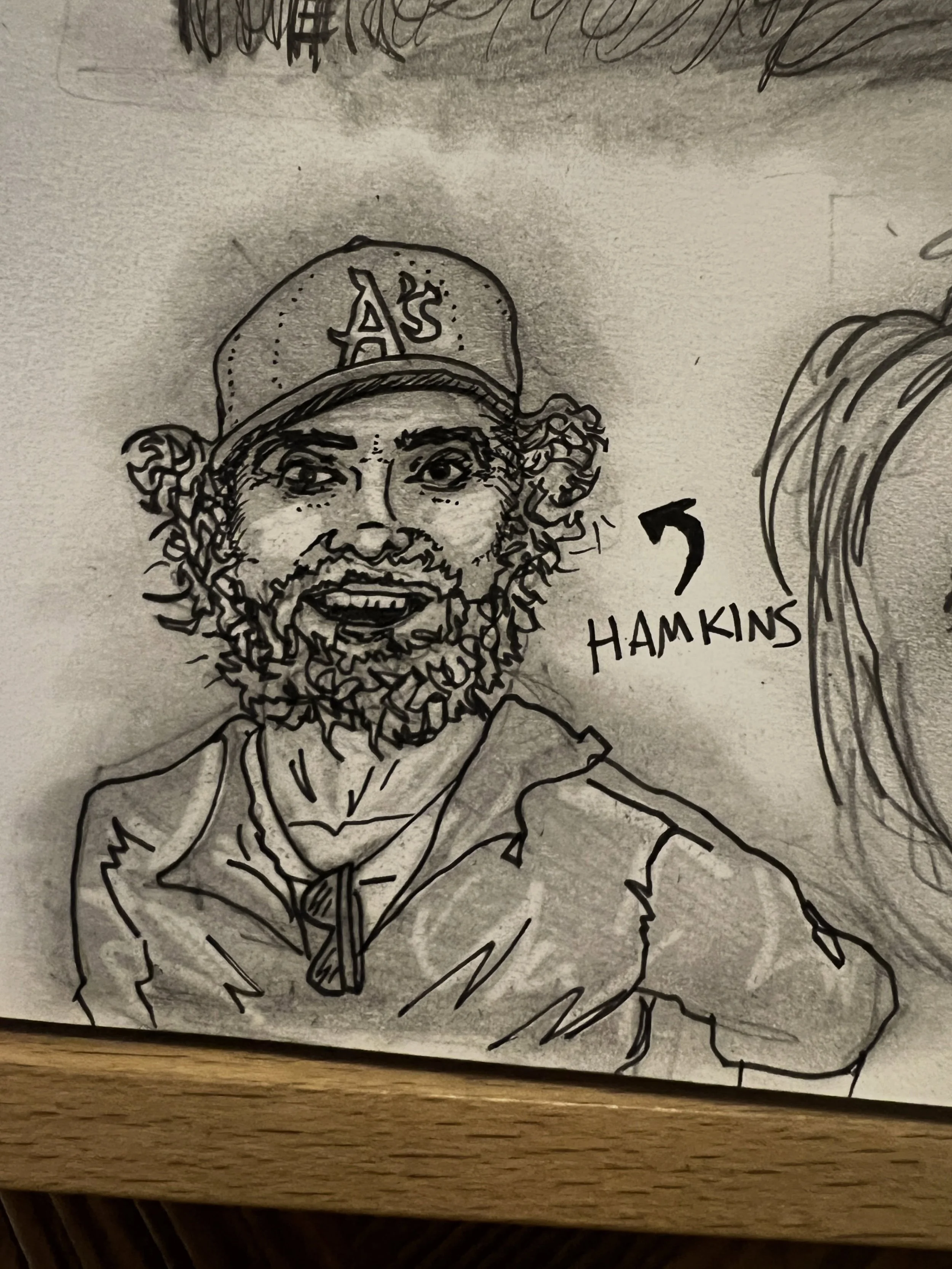 Pen and pencil. Hamkins. 2026. 

It&rsquo;s been slow going lately and I&rsquo;m trying to get back on track with my daily drawings. When life and work gets in the way I have to remember to carve out time to draw. It doesn&rsquo;t always just happen 
