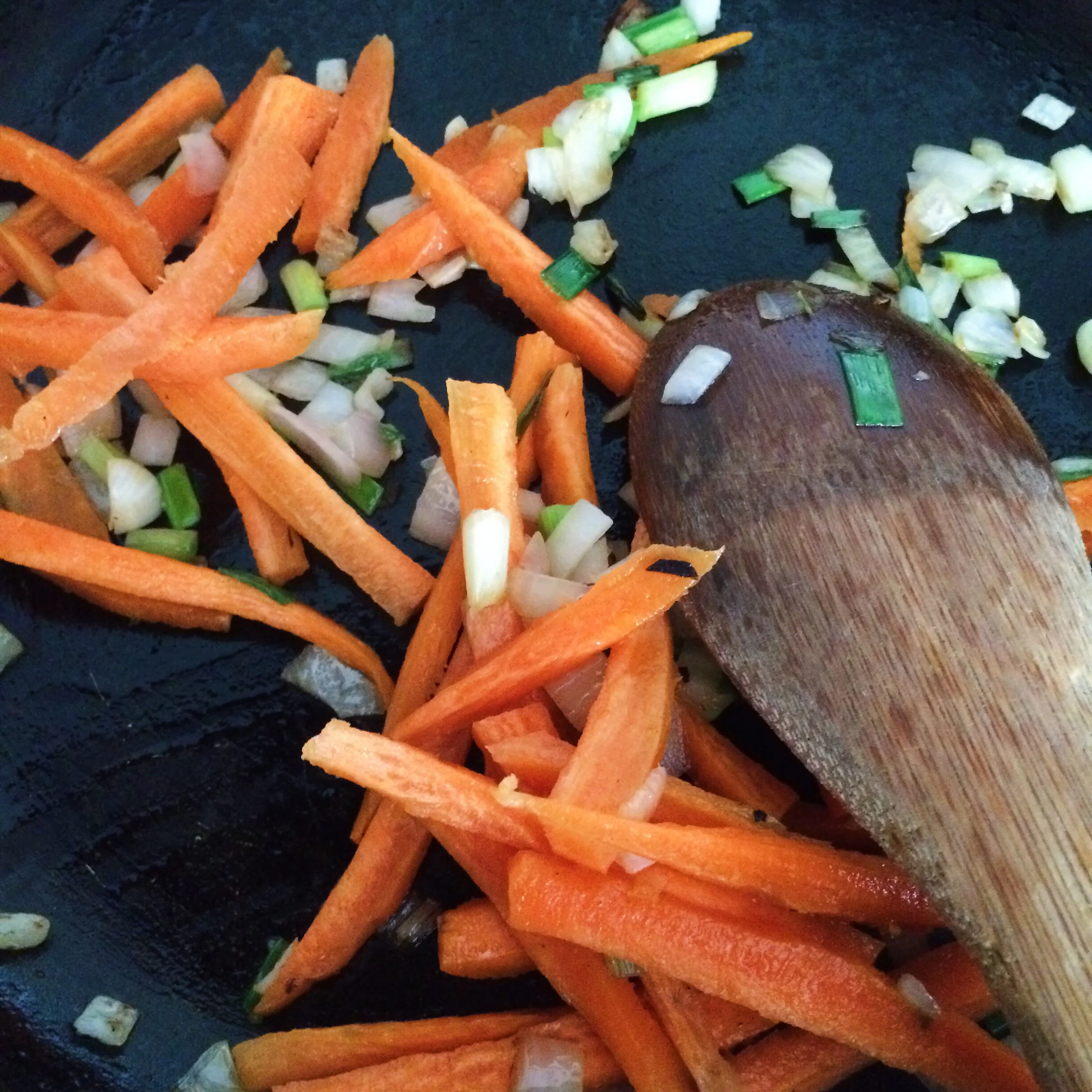 Stir frying carrots