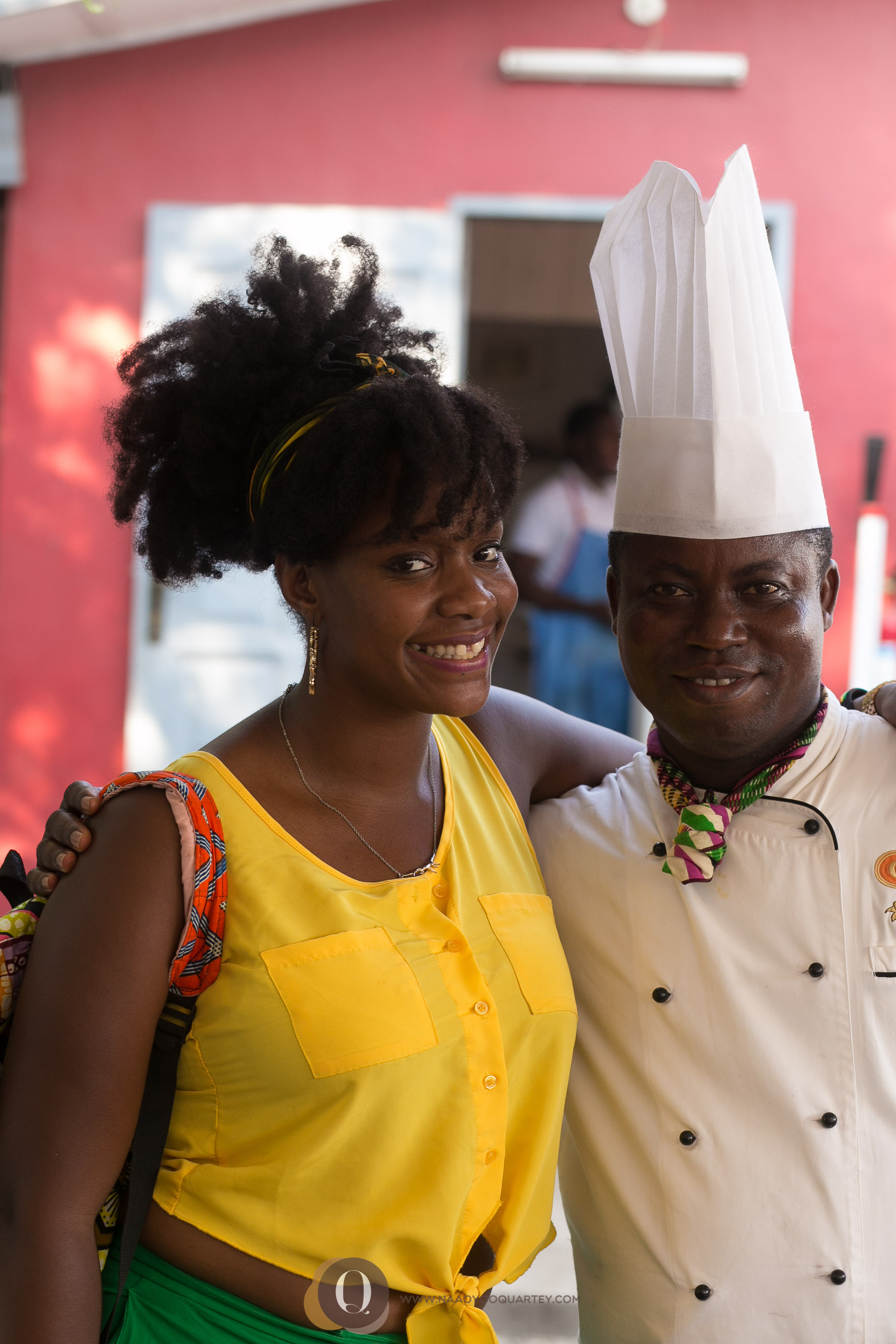 Airport View Hotel chef with a Ghanaian food enthusiast.