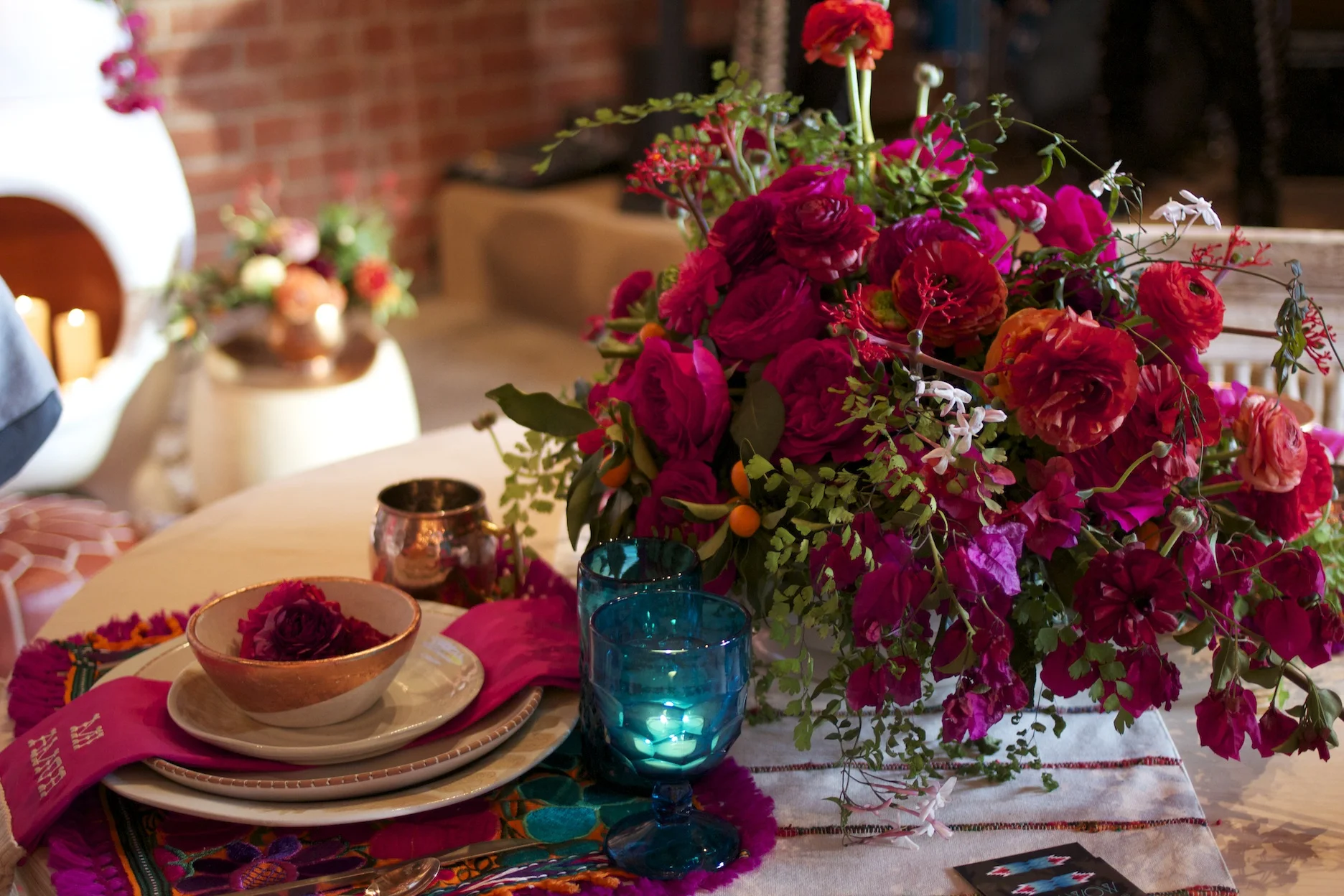 Loving all the bright colors! Design by Pow Wow and florals by Honey and Poppies