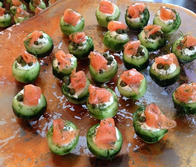 One of my favorites from last night! Cucumber Canapes with Salmon and Dill by Lawry's Catering 