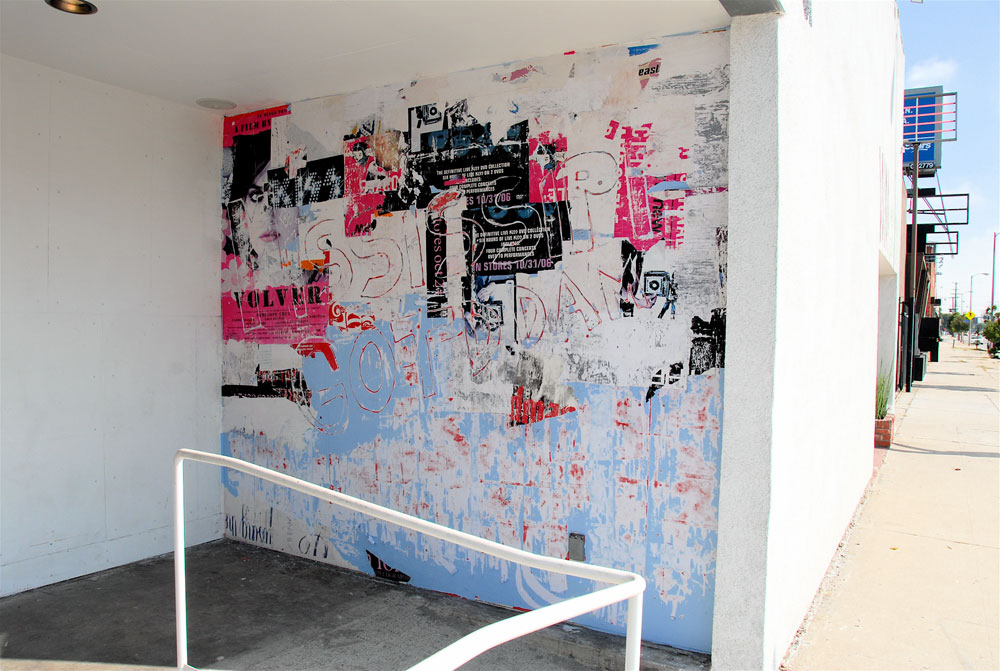 I was selected by artist Mark Bradford to create a piece for the entryway of LAXART. 'and so forth…' borrowed from architectural ornaments and organic elements to interact with the site's materials and space. By creating peep holes 'and so forth...' included the mural that preceded it, Mark Bradford's mural 'Volver' (seen in this image) 